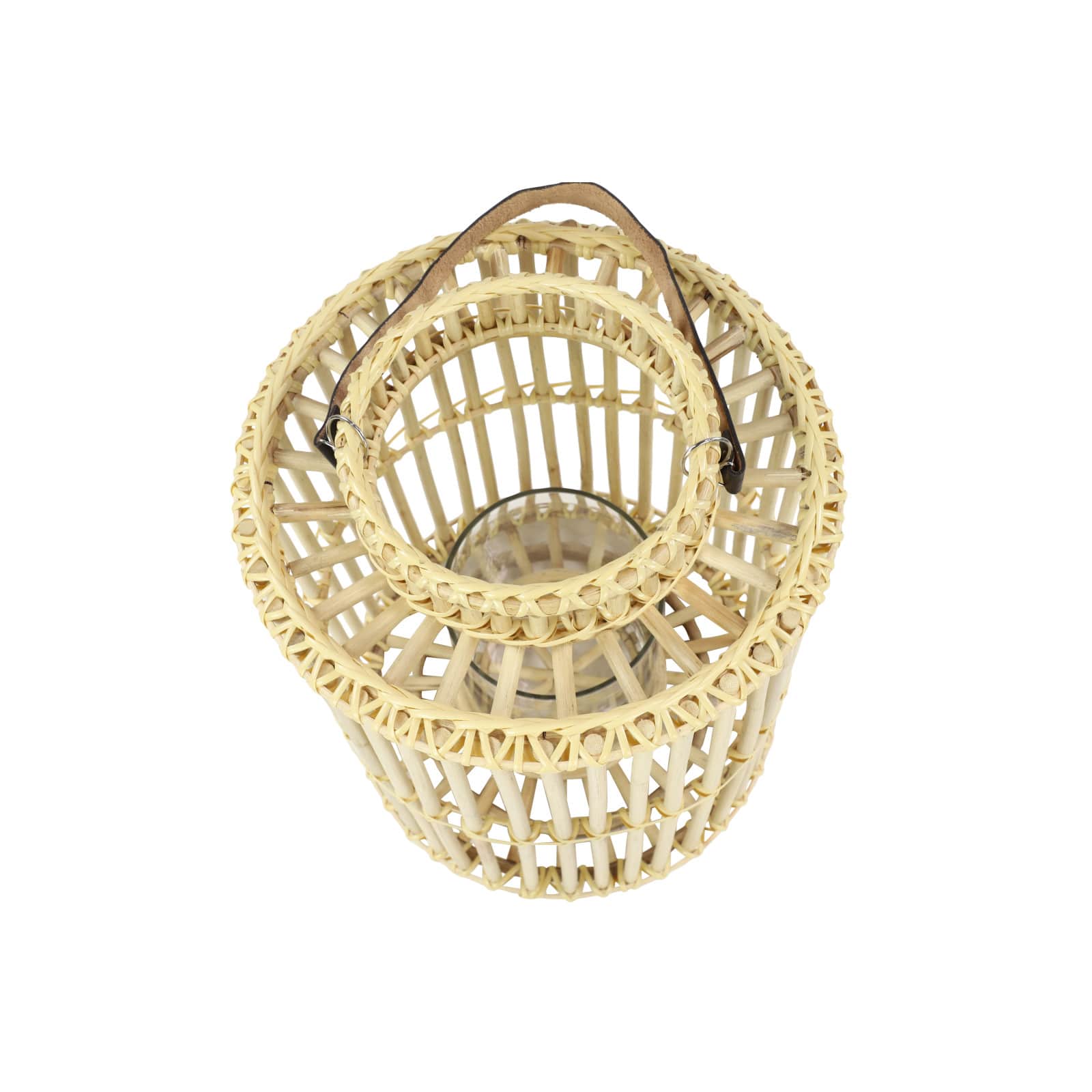 Light Brown Rattan Coastal Candle Holder Lantern, 18" x 14" x 14"