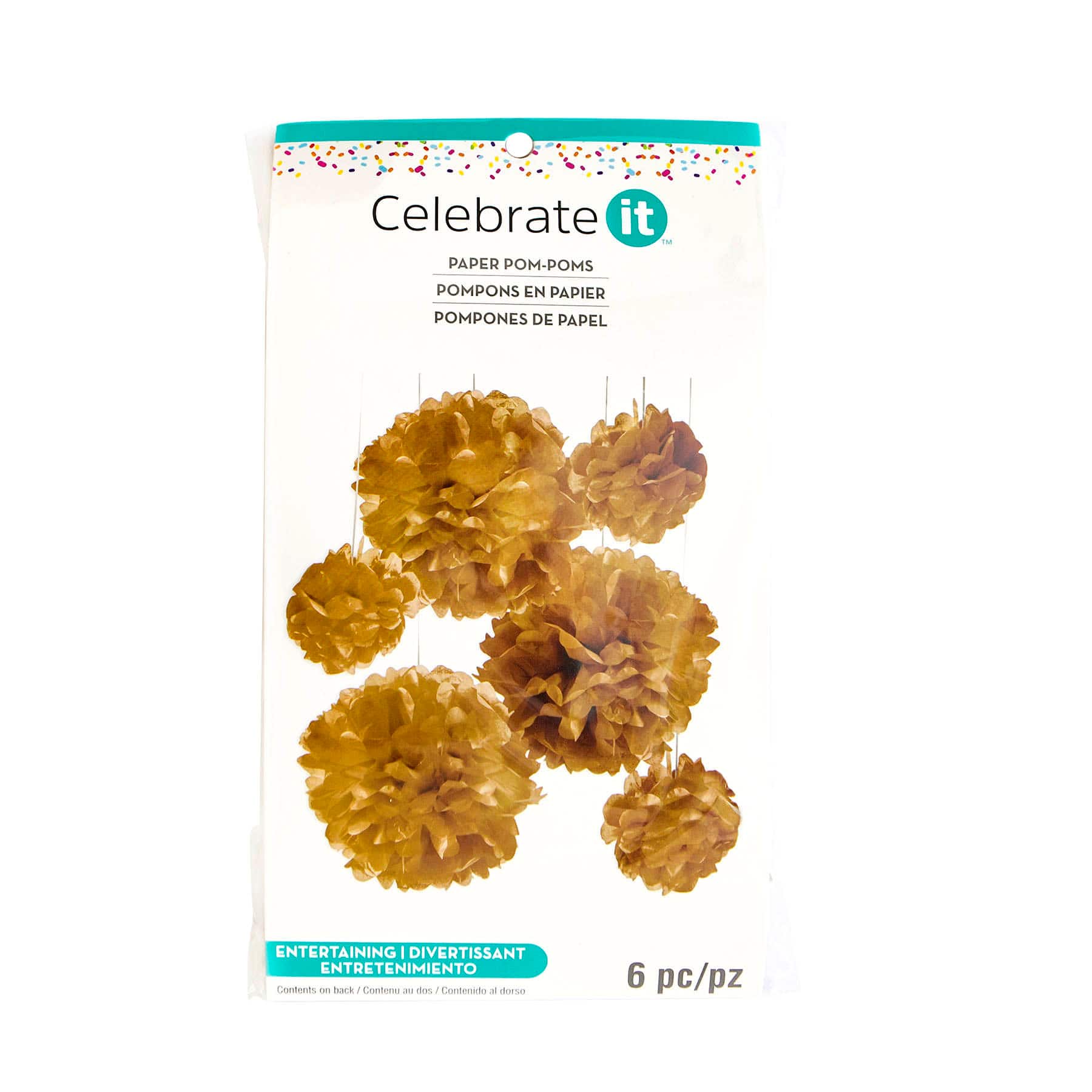 12 Packs: 6 ct. (72 total) Gold Paper Pom Poms by Celebrate It™