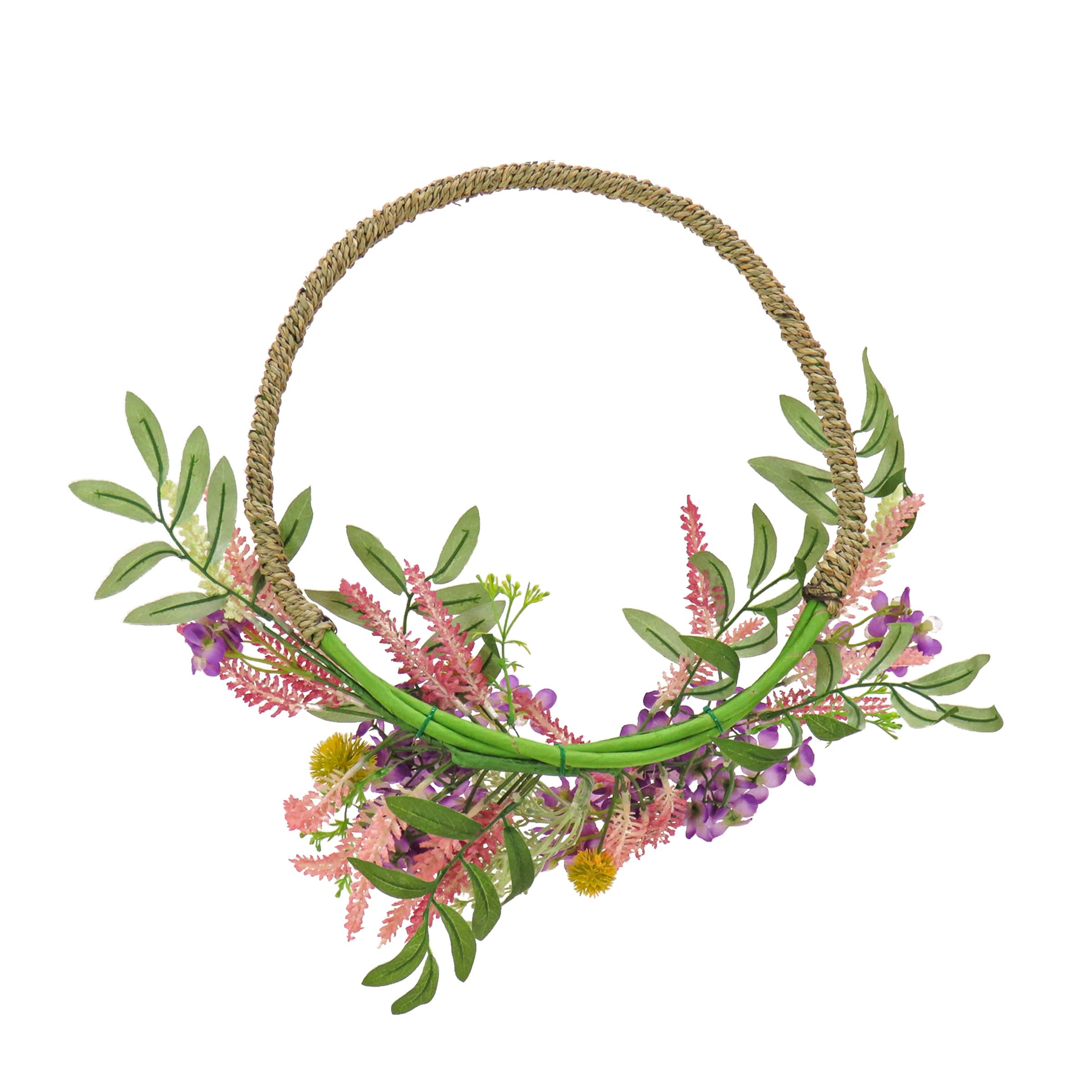 16" Spring Lavender & Mini Blossoms Hoop Wreath