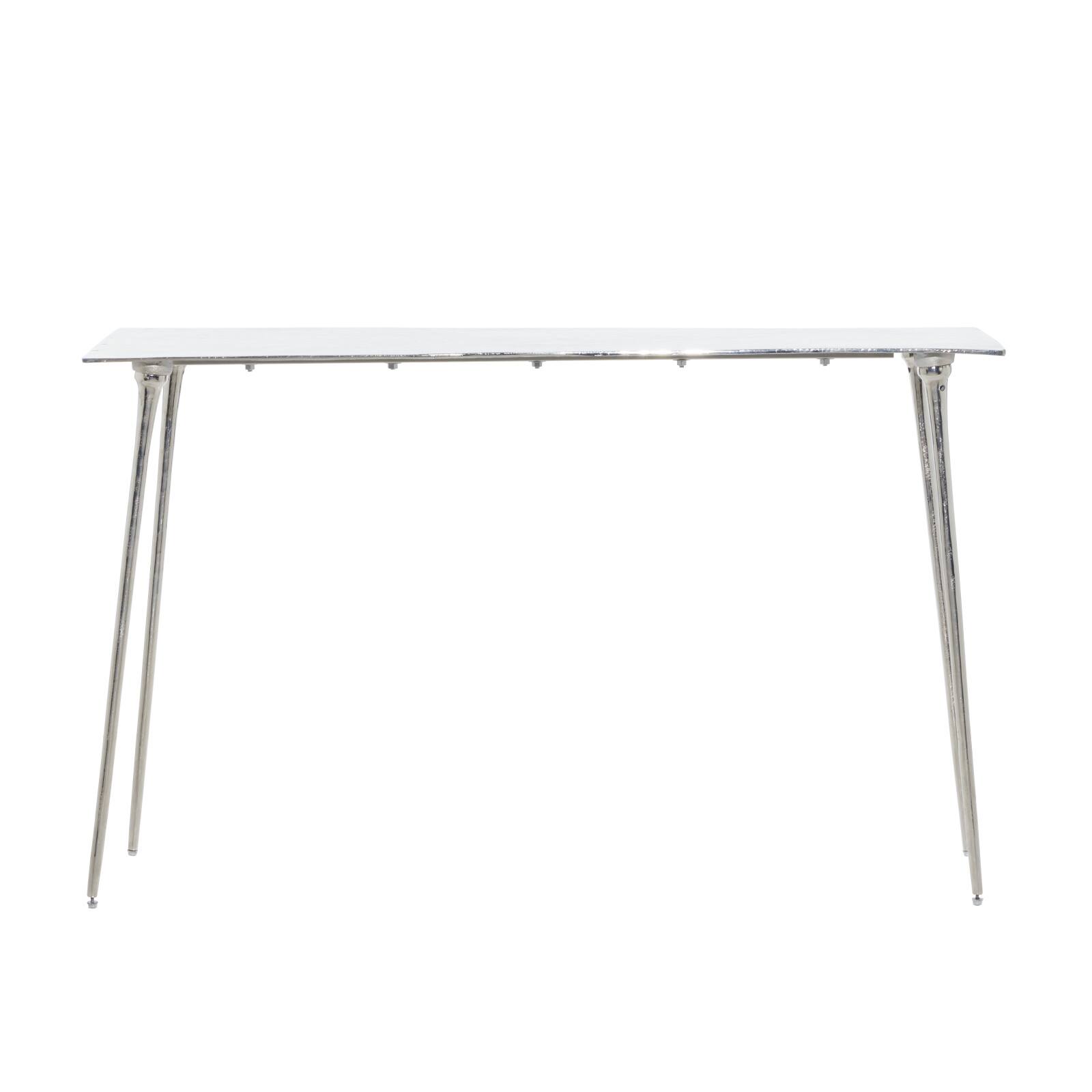 Silver Aluminum Glam Console Table, 50" x 15" x 31"
