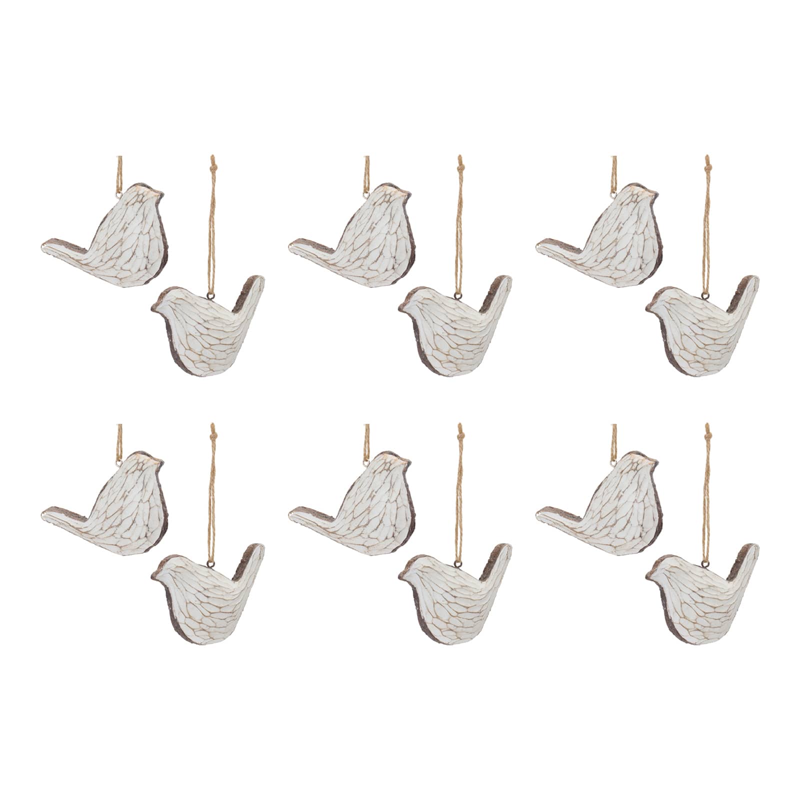 Carved Bird Ornament Set