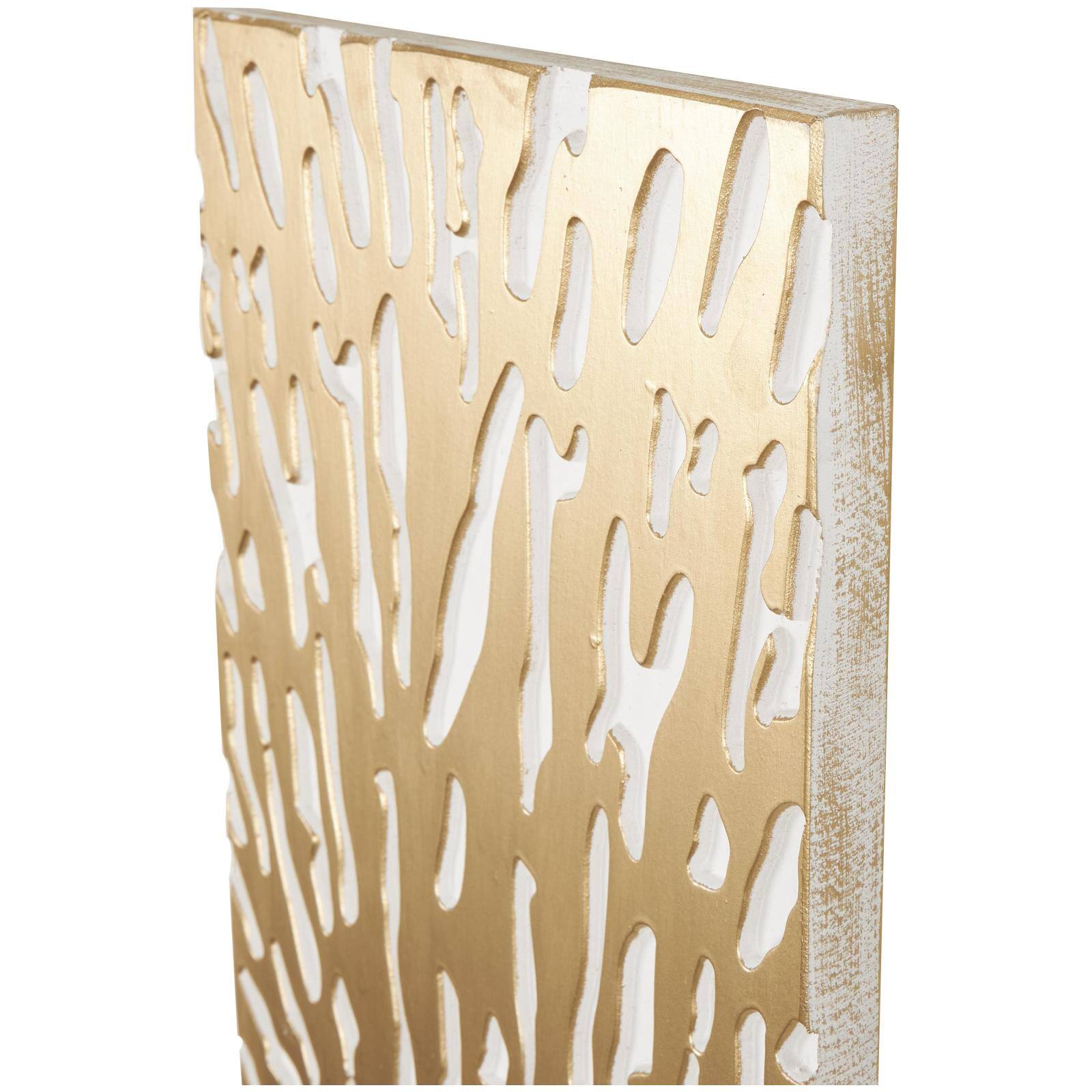 Gold & White Abstract Starburst Carved MDF Wall Décor