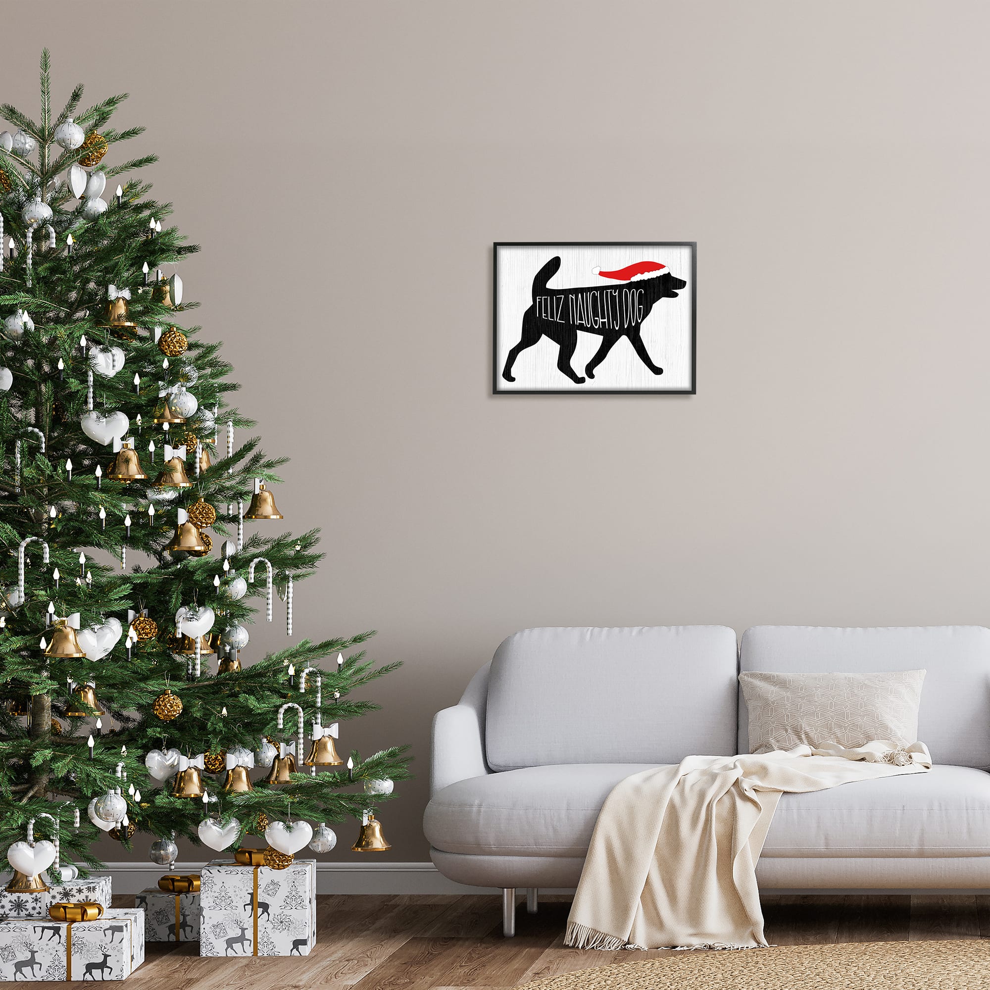 Stupell Industries Feliz Naughty Dog Funny Pet Framed Giclee Art