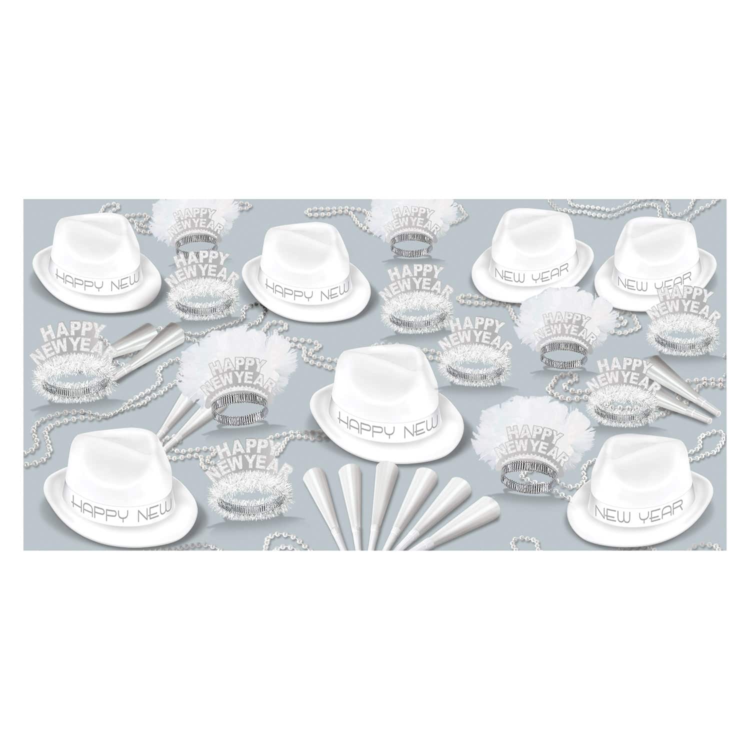 Beistle Silver & White New Year Chairman Party Favor Kit for 50