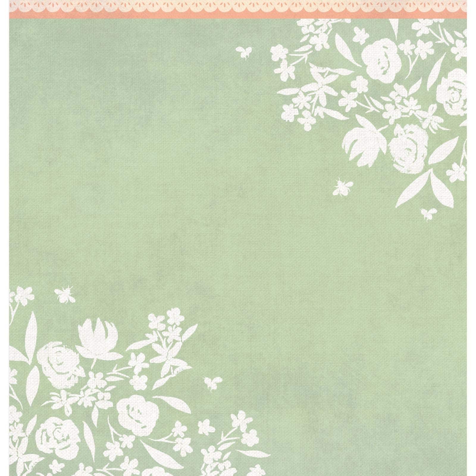 K & Company Antique Garden Wallpaper Stripe Double-Sided Paper, 25 Sheets