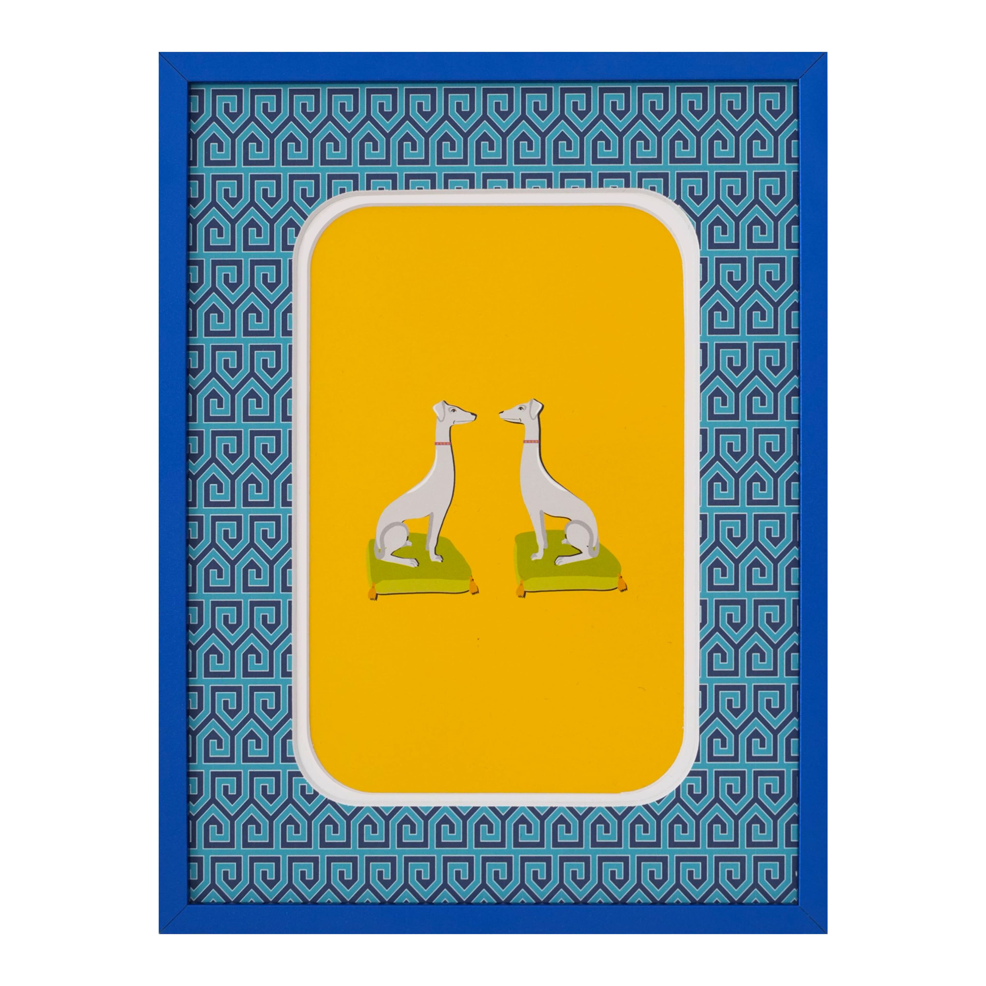 Jonathan Adler x Michaels 4" x 6" Blue & Teal Greek Key Matted Metal Tabletop Frame