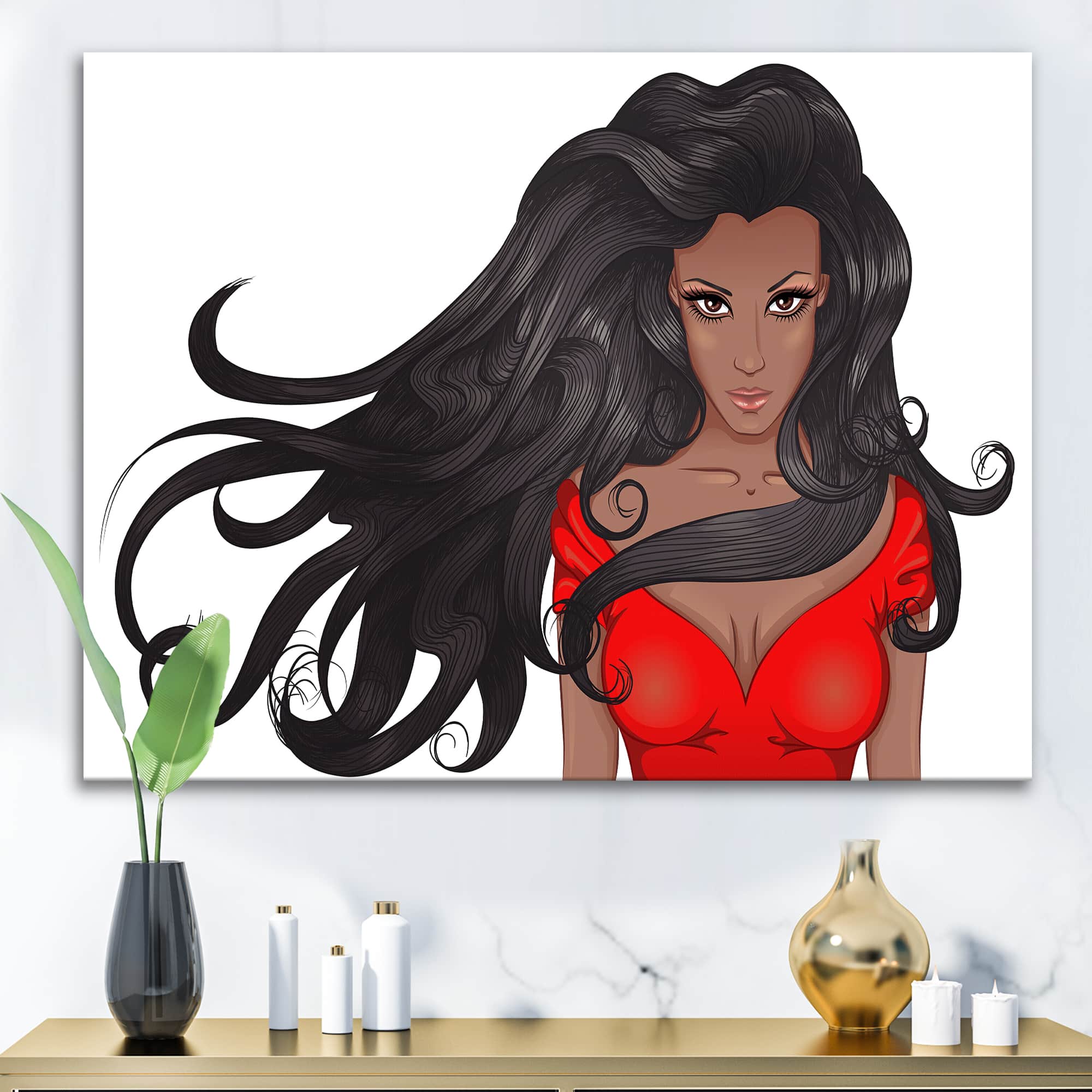Designart - Portrait of African American Woman XIV - Modern Canvas Wall Art Print