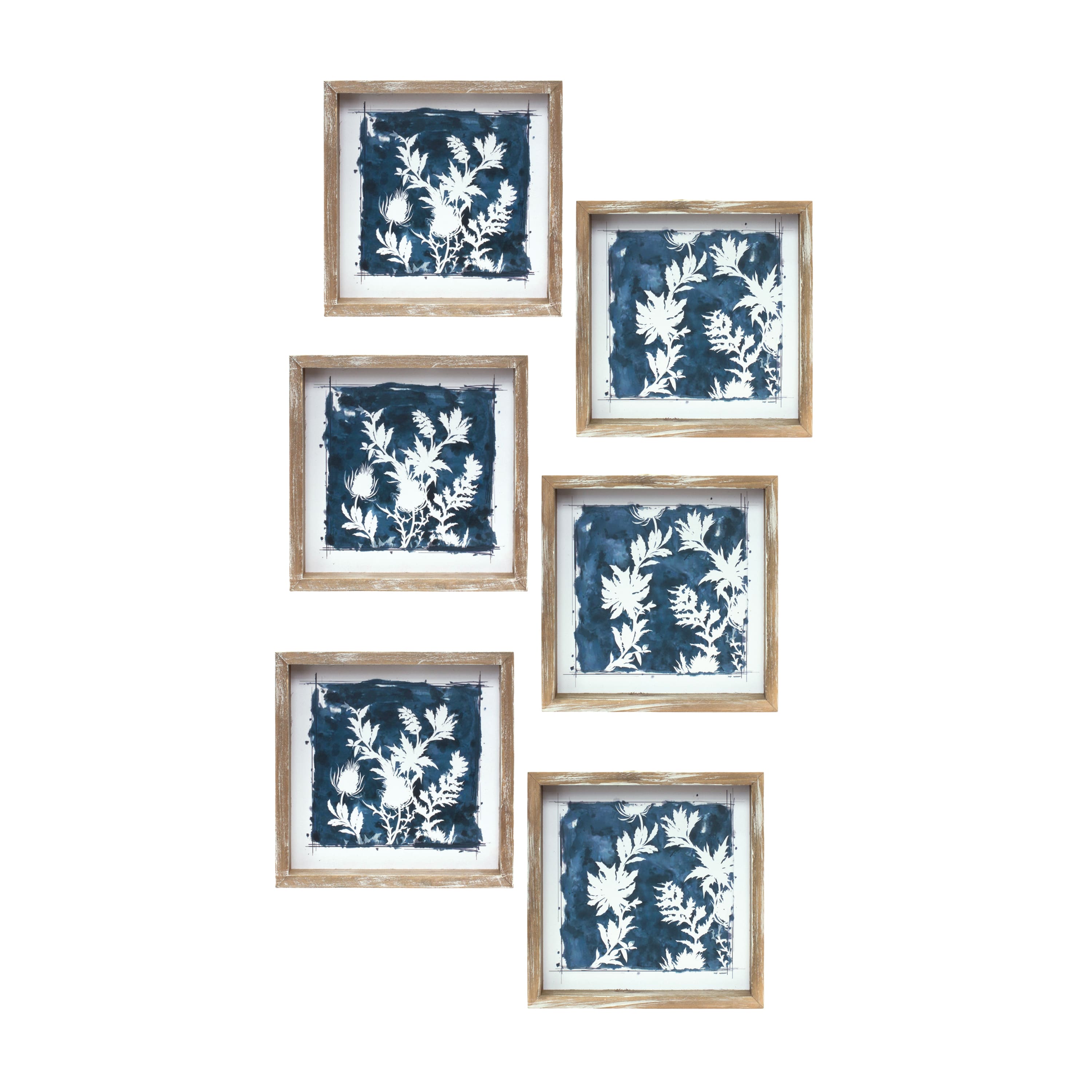 8" x 8" Floral Print Framed Outline Set By Melrose in White/Blue/Brown | Michaels®