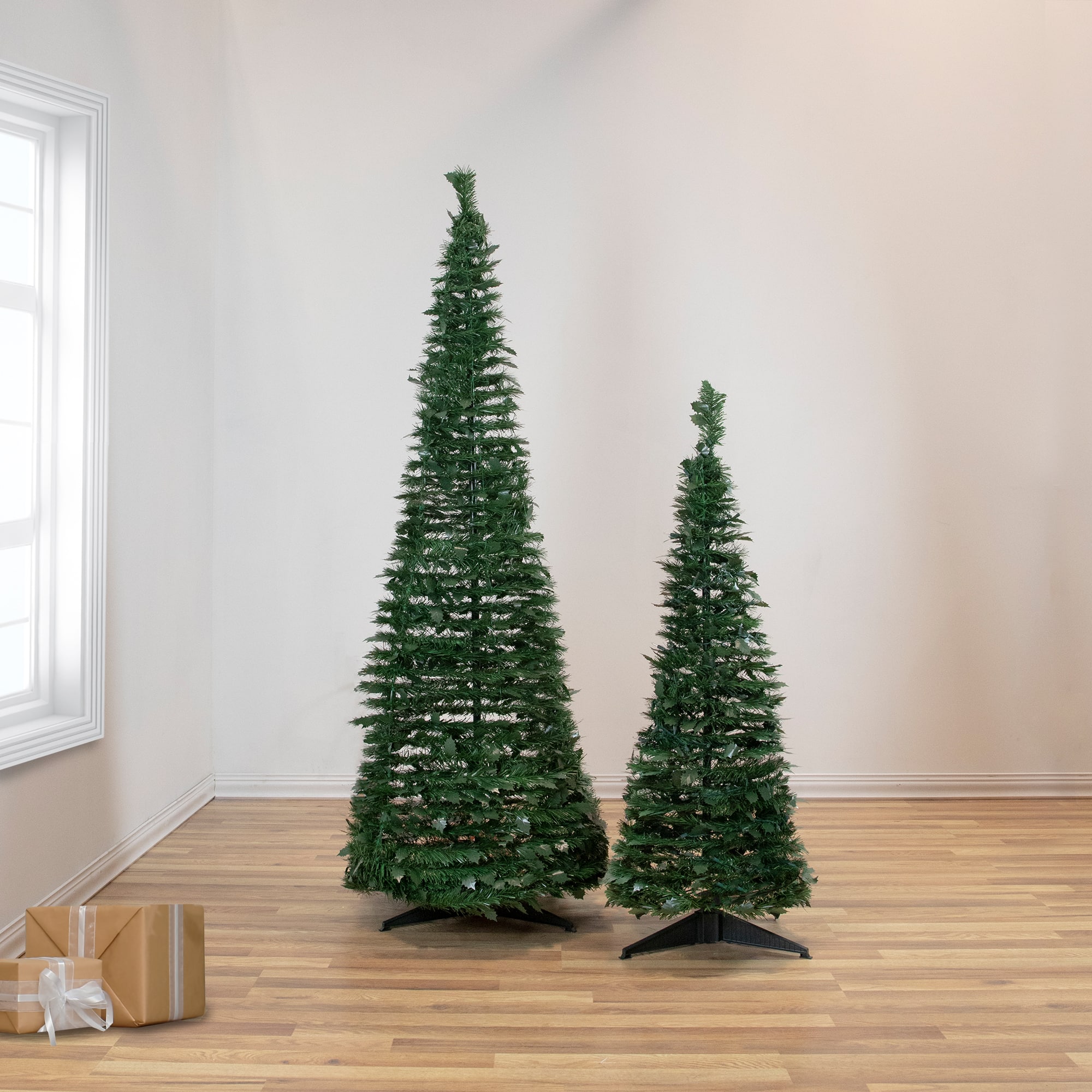 6ft. Unlit Green Tinsel Pop-Up Artificial Christmas Tree