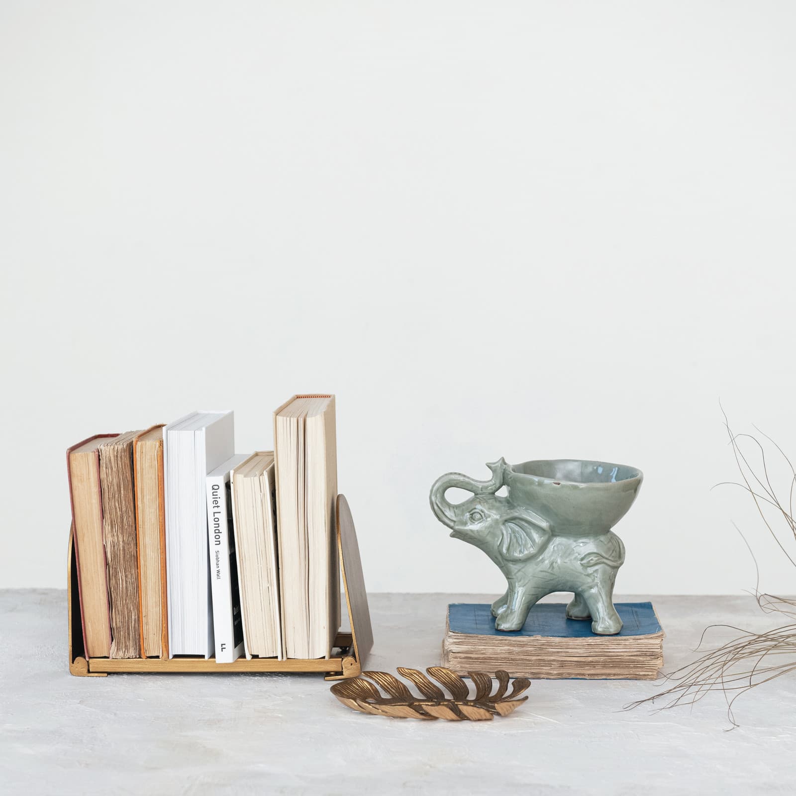 Hello Honey® 10" Gold Antique Finish Adjustable Metal Book Rack