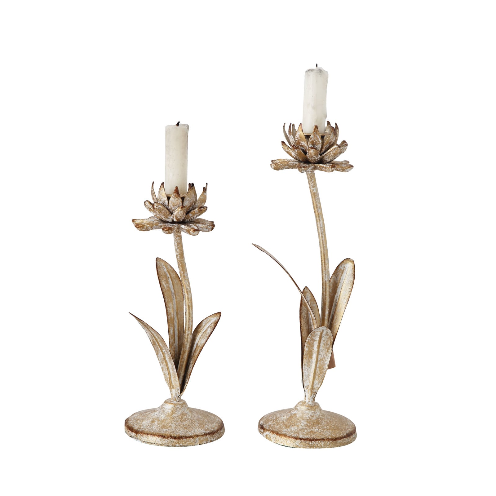 Hello Honey® Gold Metal Flower Shaped Taper Candle Holder Set