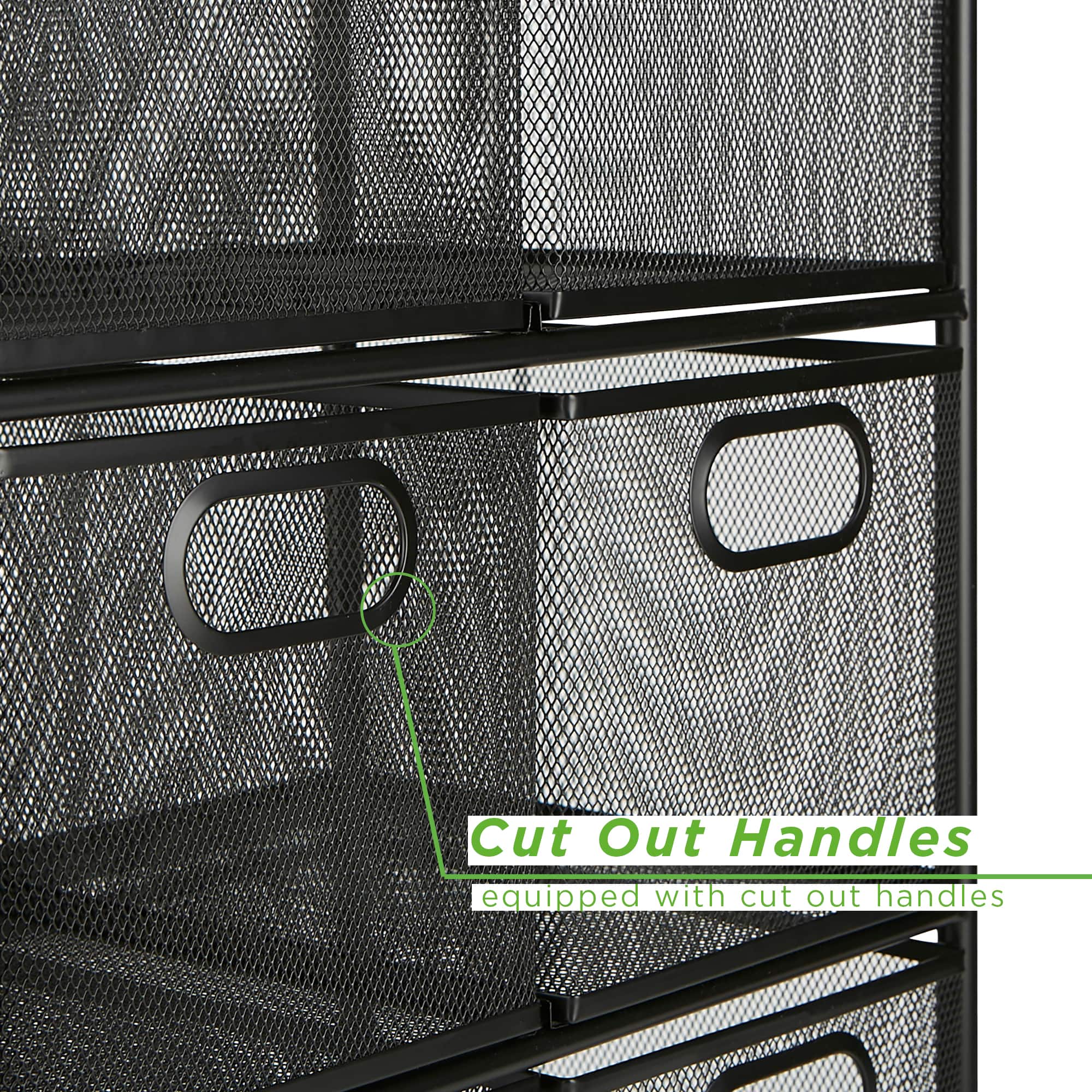 Mind Reader Black 6-Drawer Metal Rolling File Cart
