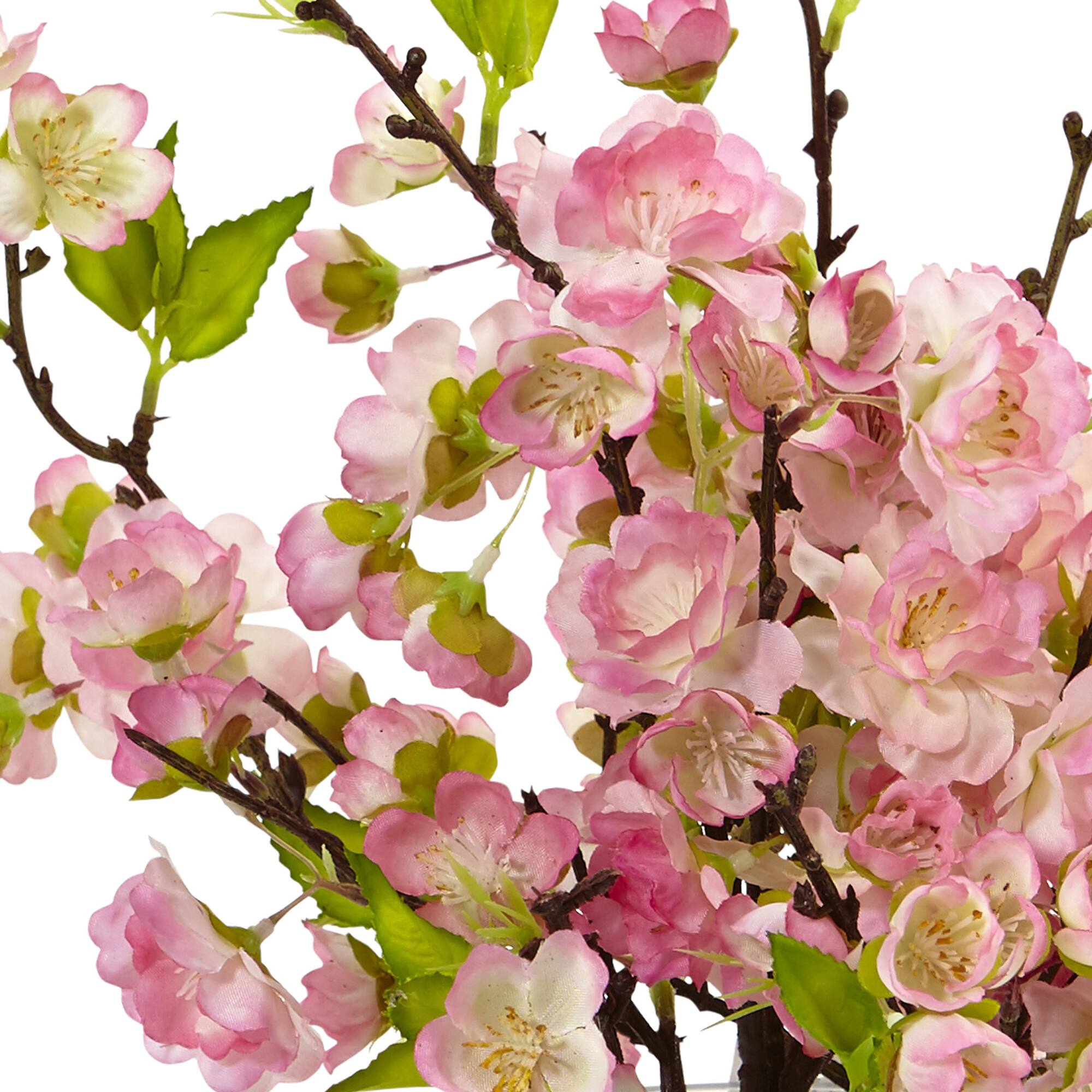 14" Cherry Blossom Arrangement in Glass Vase