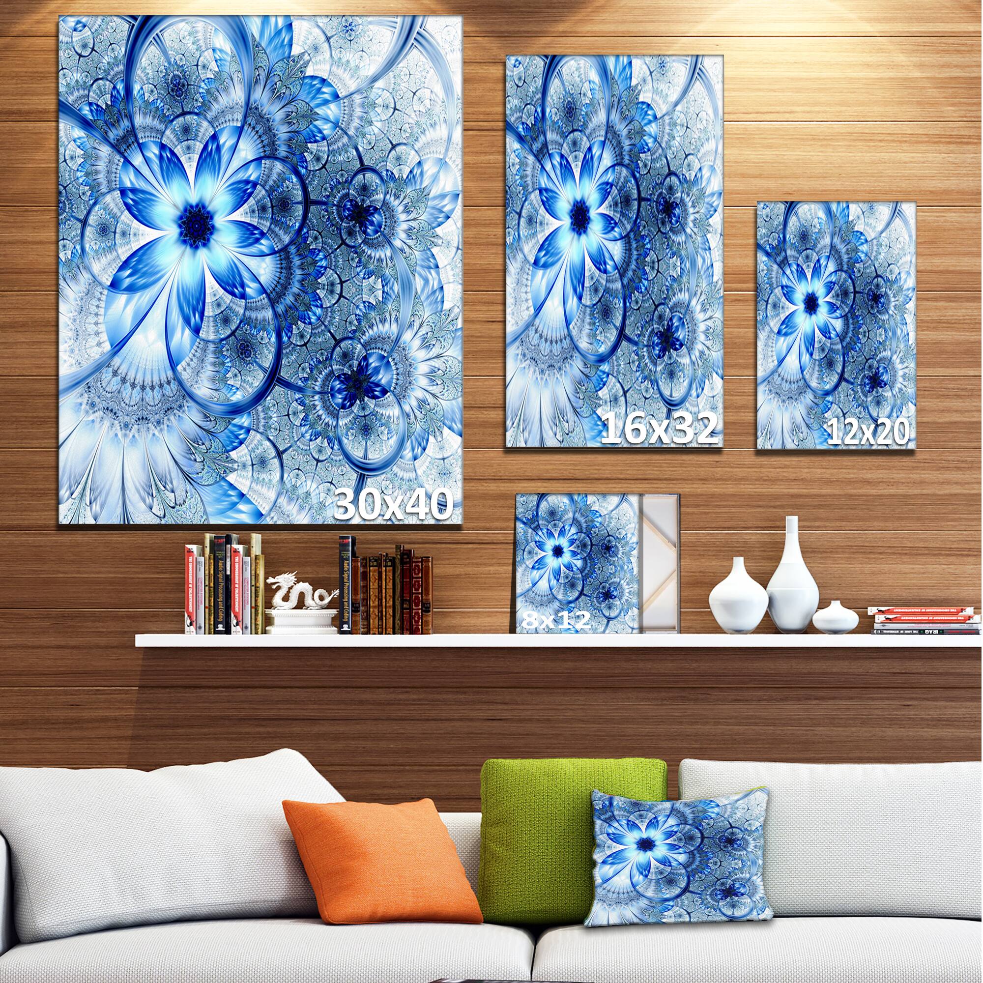 Designart - Dark Blue Flower Pattern Design