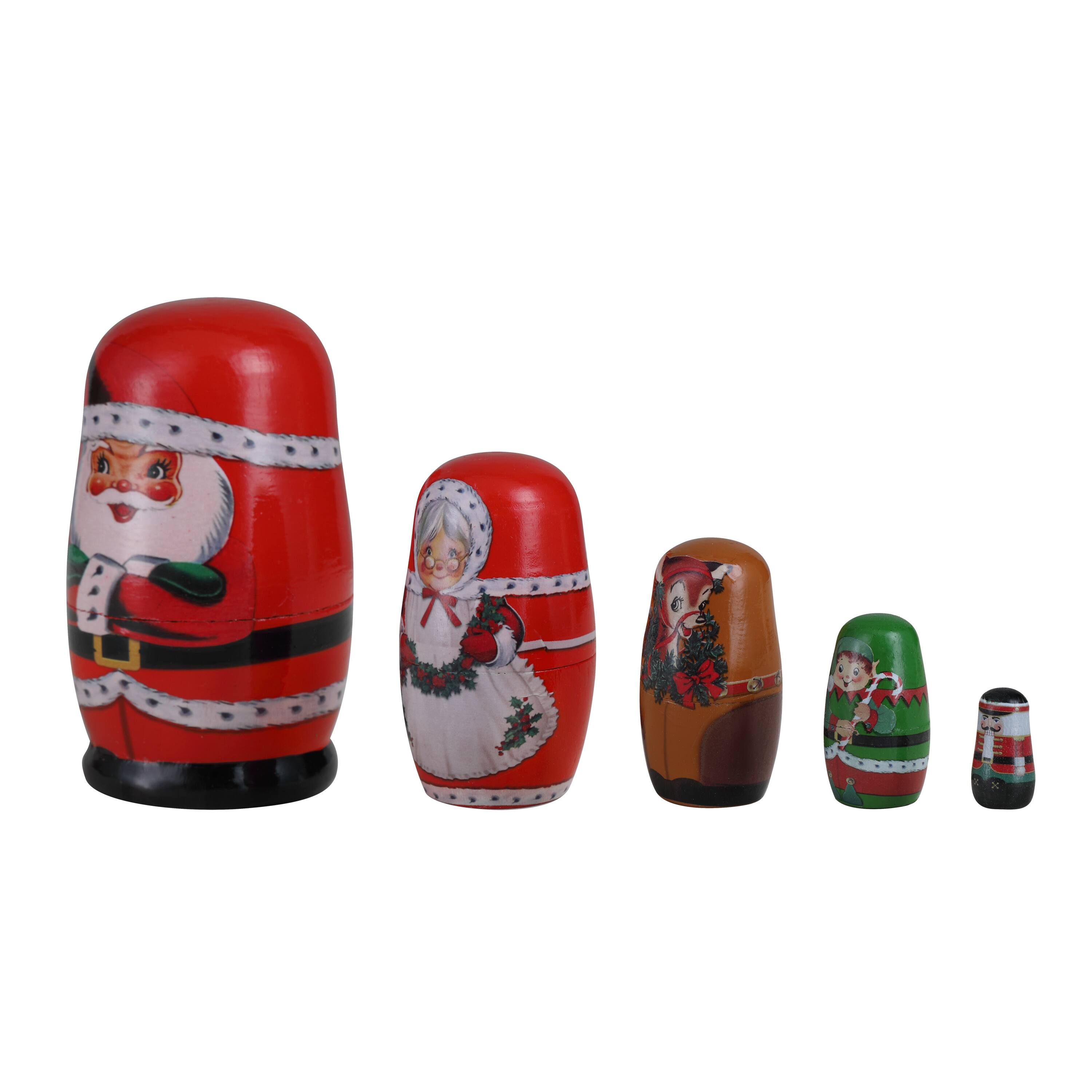 Mr. Christmas Santa & North Pole Pals Nesting Wood Figures Set