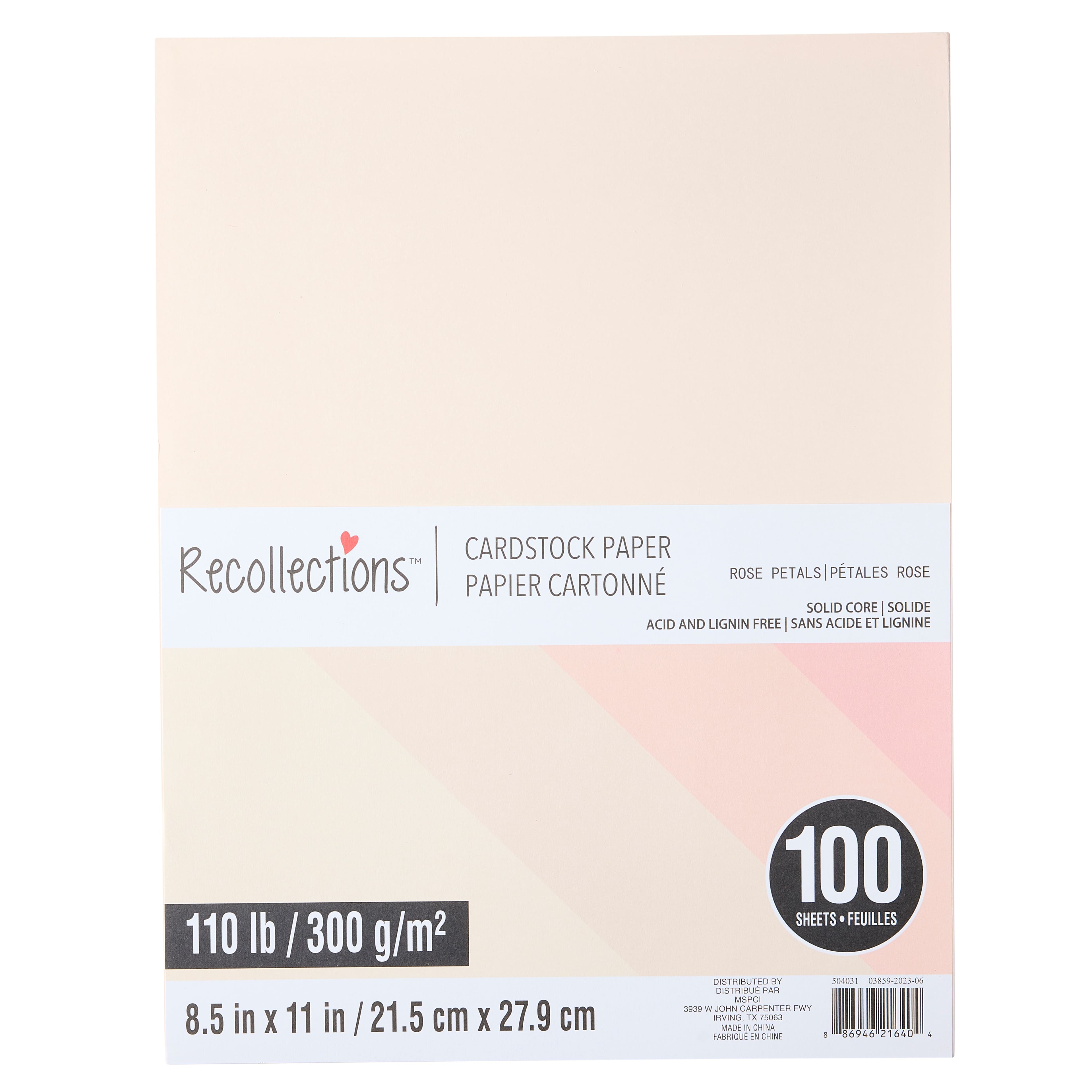 Papier cartonné pétales roses de 21,5 cm x 27,9 cm de Recollections