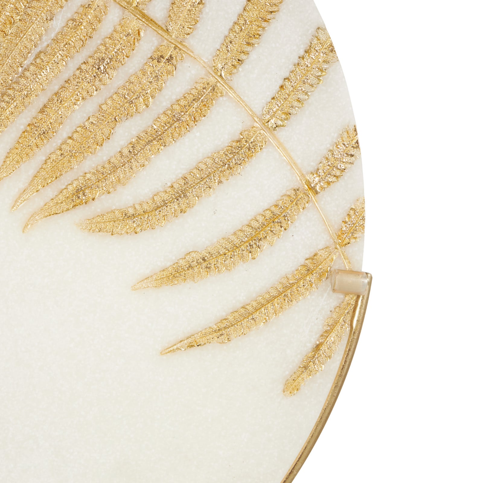 25" White with Gold Base Polystone Round Leaf Disk Decorative Sculpture
