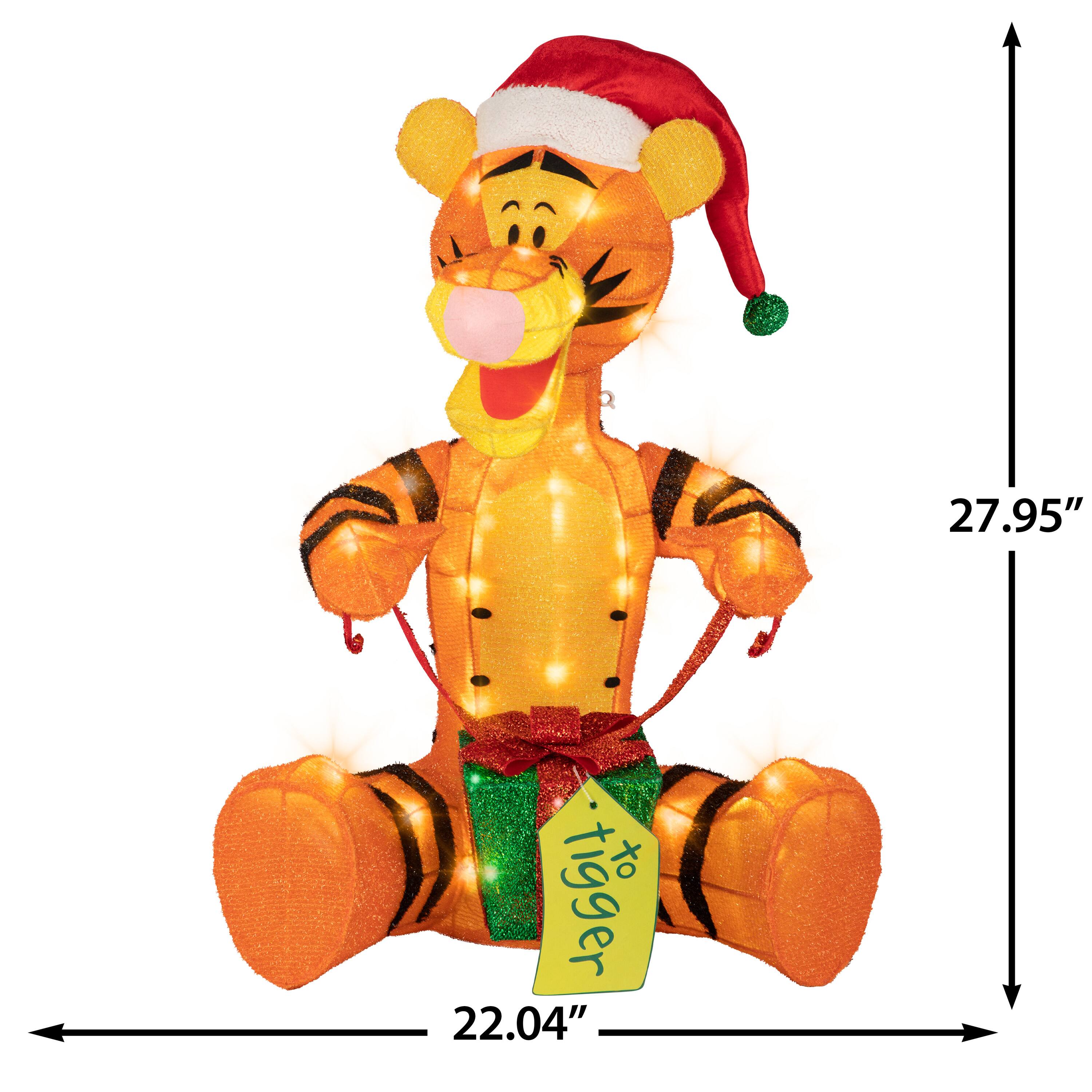 28" Disney® Tigger with Present 3D Holiday Pre-Lit Tinsel Sculpture Christmas Décor
