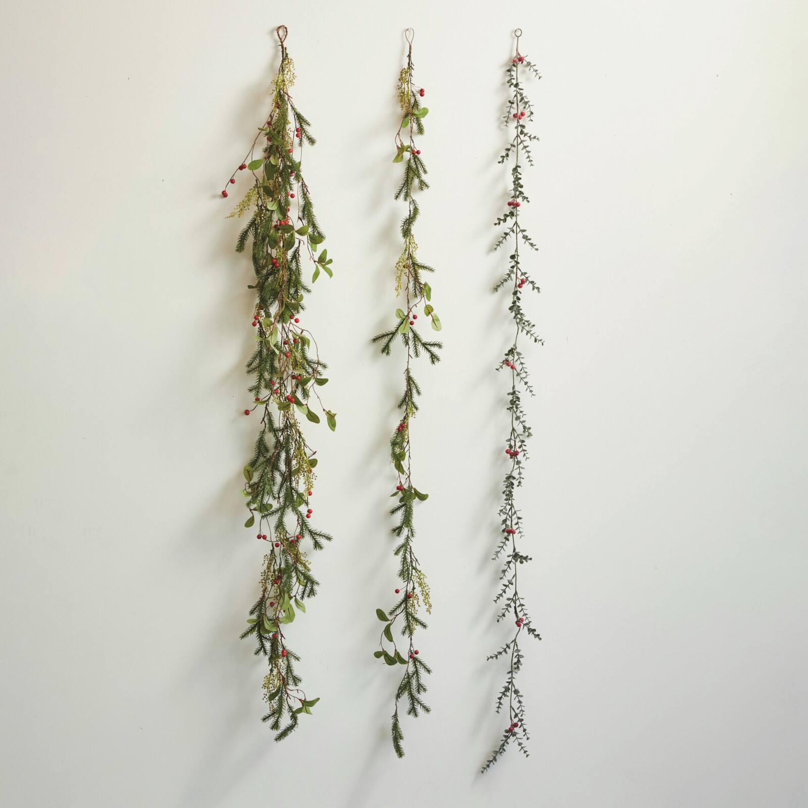 Hello Honey® 6ft. Green Faux Pine & Mistletoe Garland with Red Berries