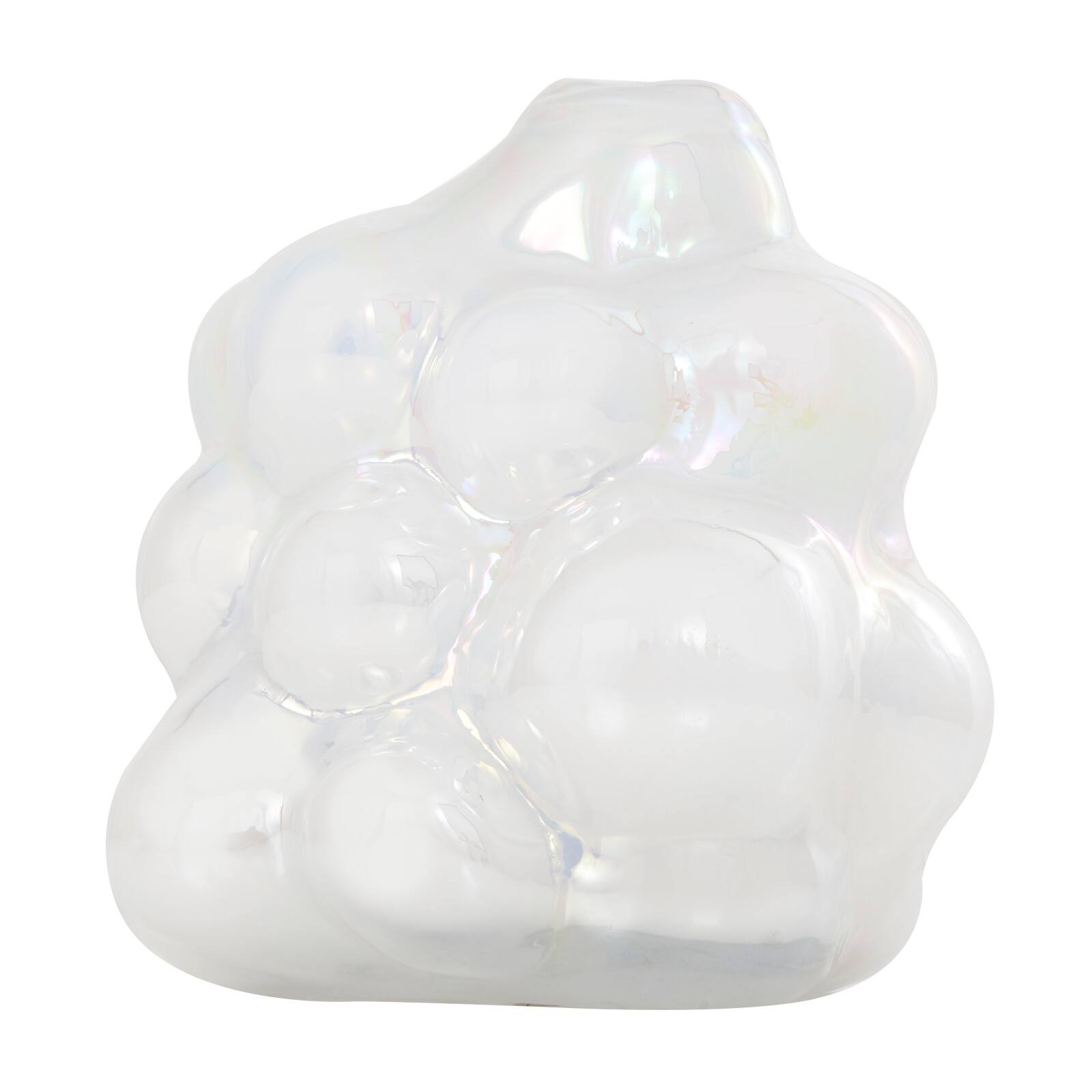 8" Clear Abstract Handmade Bubble Glass Vase