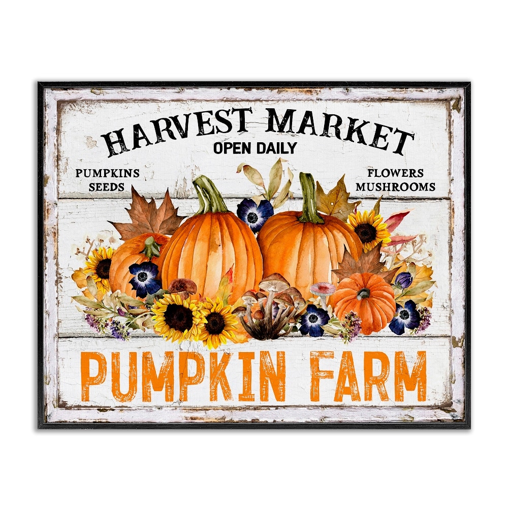 Stupell Industries Pumpkin Farm with Sunflowers Framed Giclee Art