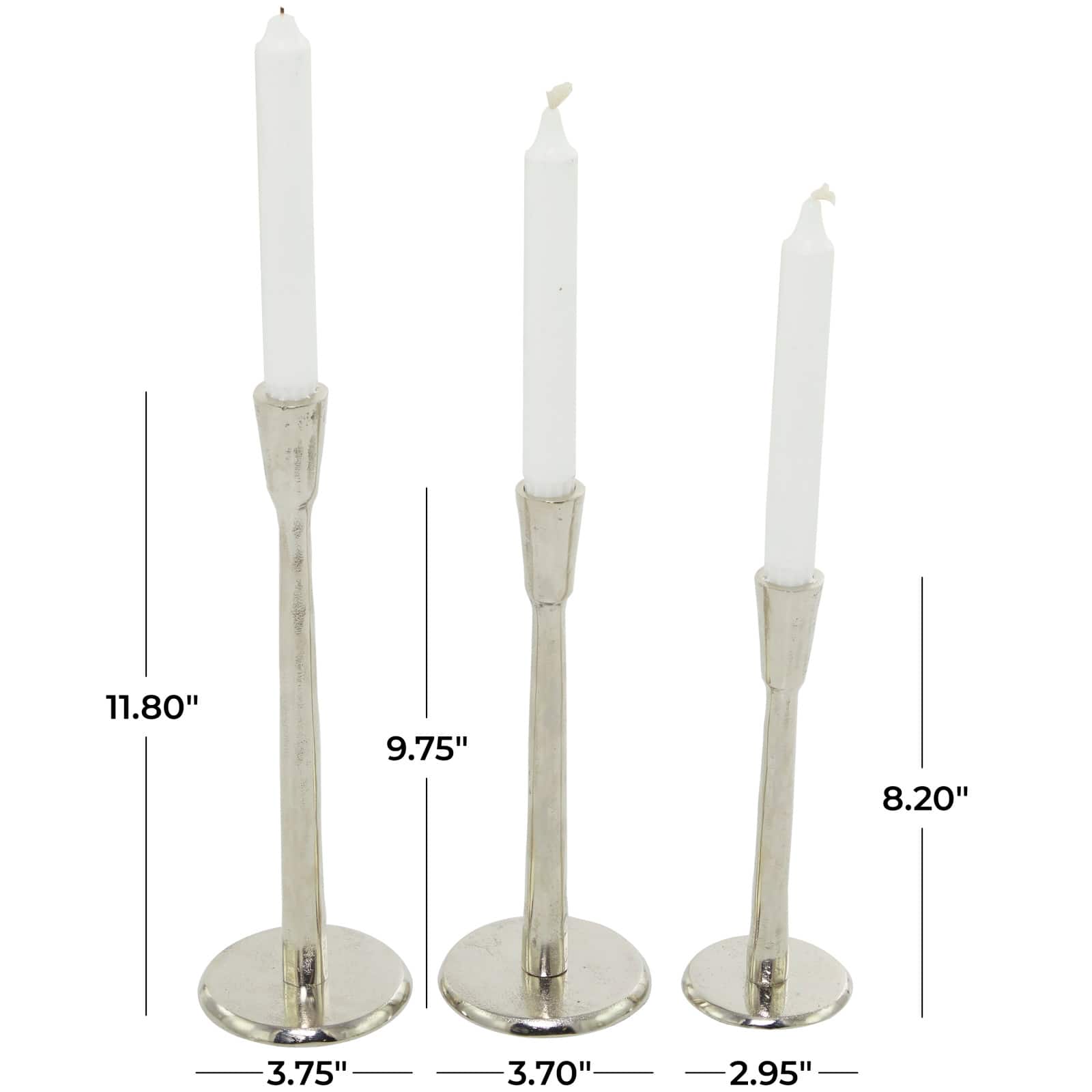 Silver Aluminum Tapered Candle Holder Set