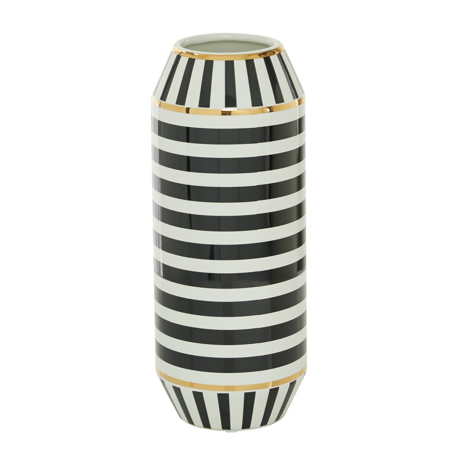 Black Ceramic Modern Vase, 16" x 6" x 6"