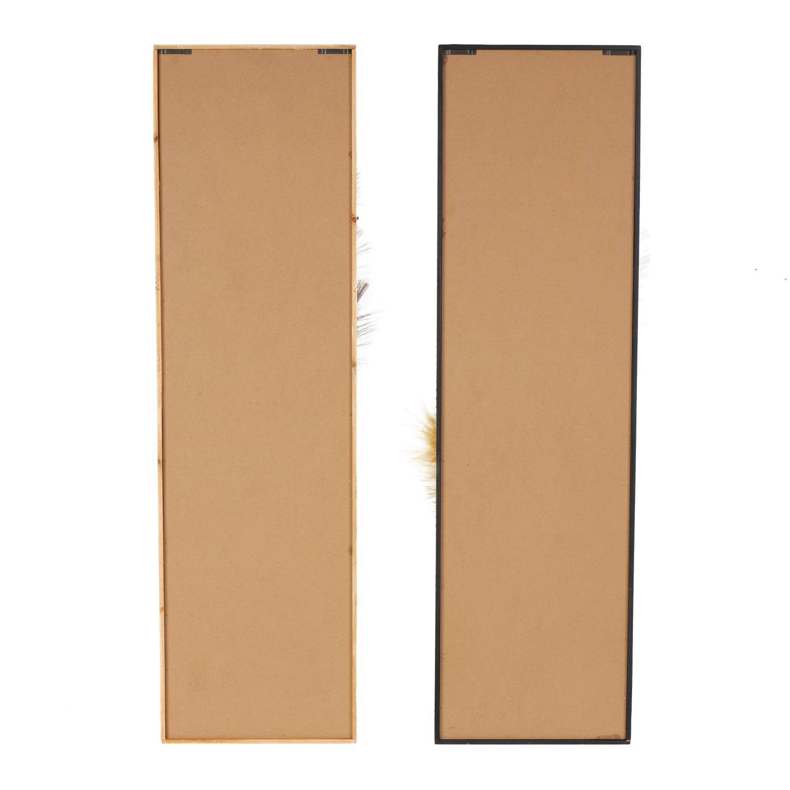 Brown Wood Leaf Handmade 3D Pampas Stem Wall Decor with Beaded Frame, Set of 2