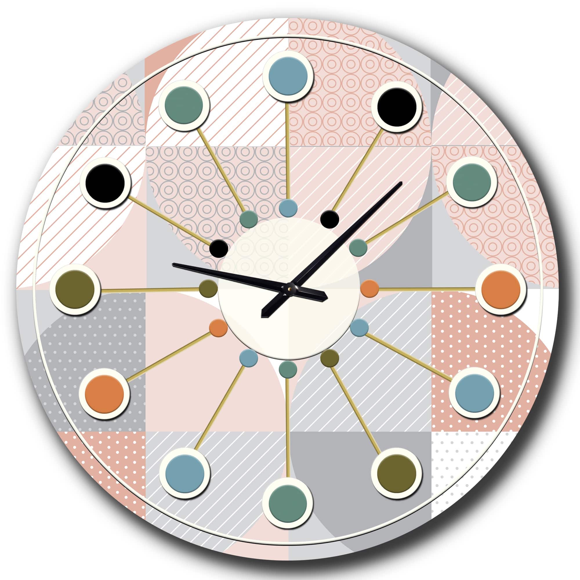Designart 'Round Geometric Textured Pattern Mid-Century Modern Wall Clock