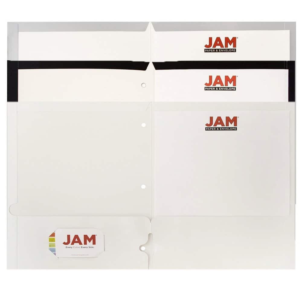 JAM Paper Business Glossy Laminated Two Pocket 3-Hole Punch Folders, 6ct.