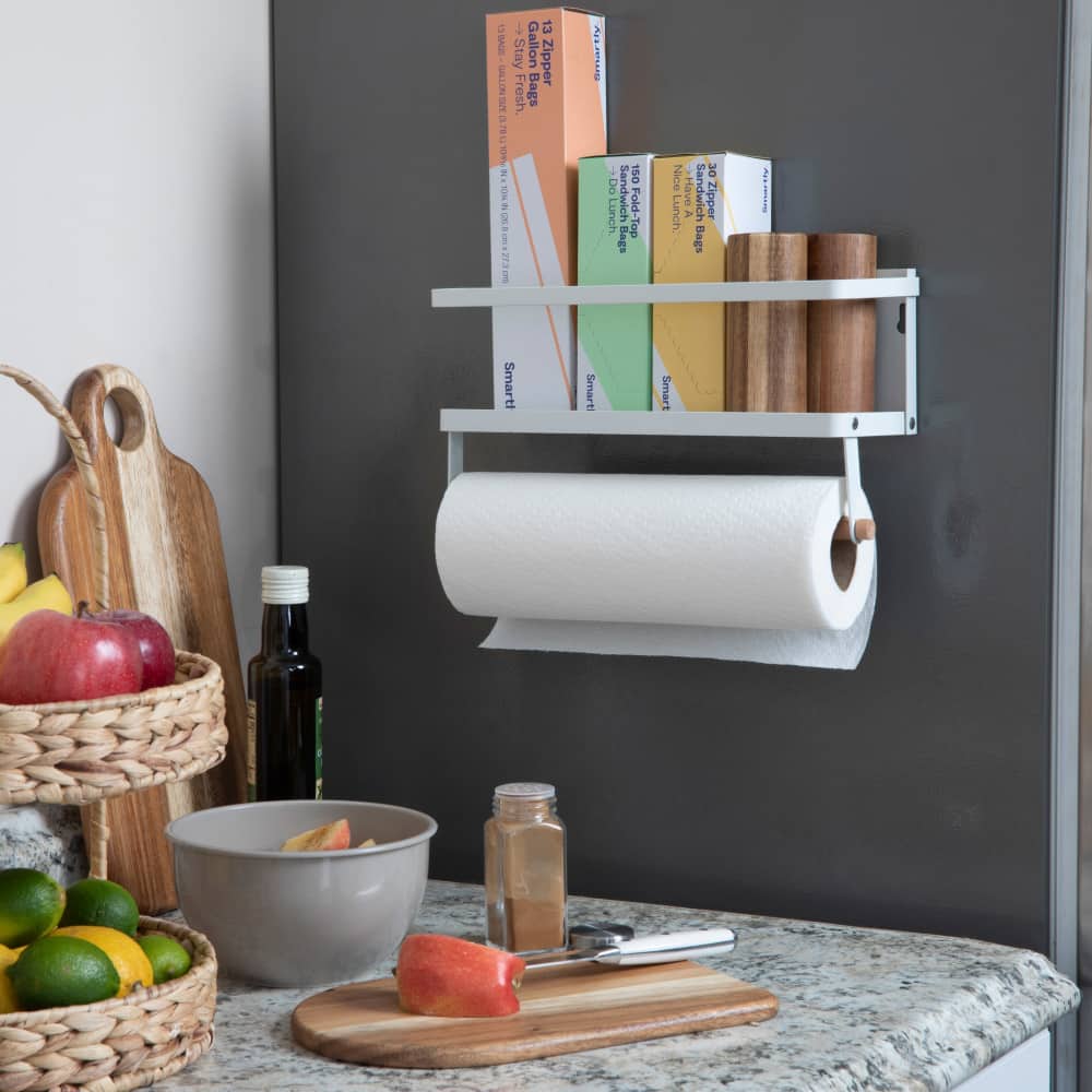 Household Essentials 12" Metal Spice Rack with Paper Towel Holder