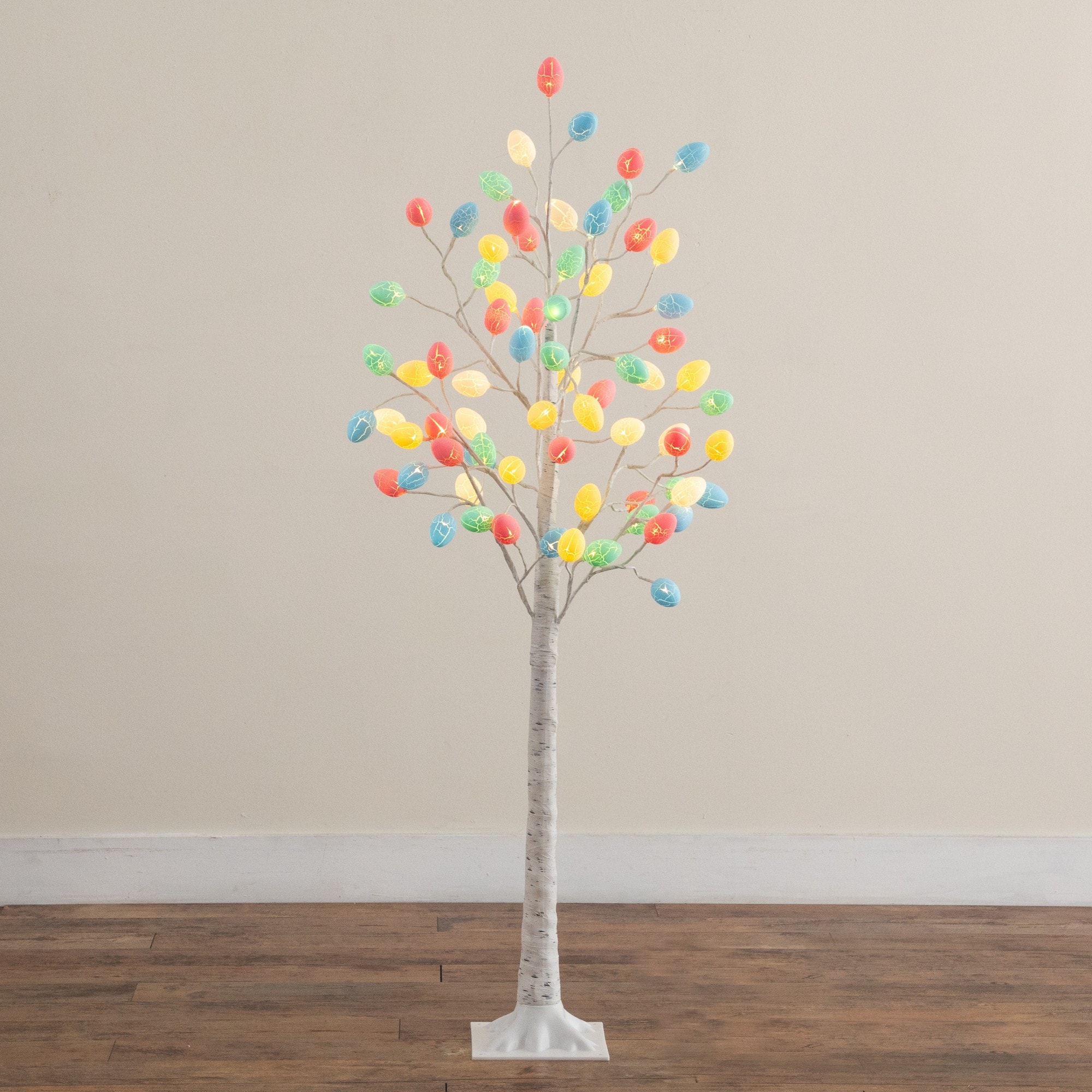 5ft. Pre-Lit Artificial Easter Twig Tree with 72 Egg Shaped LED Ornaments