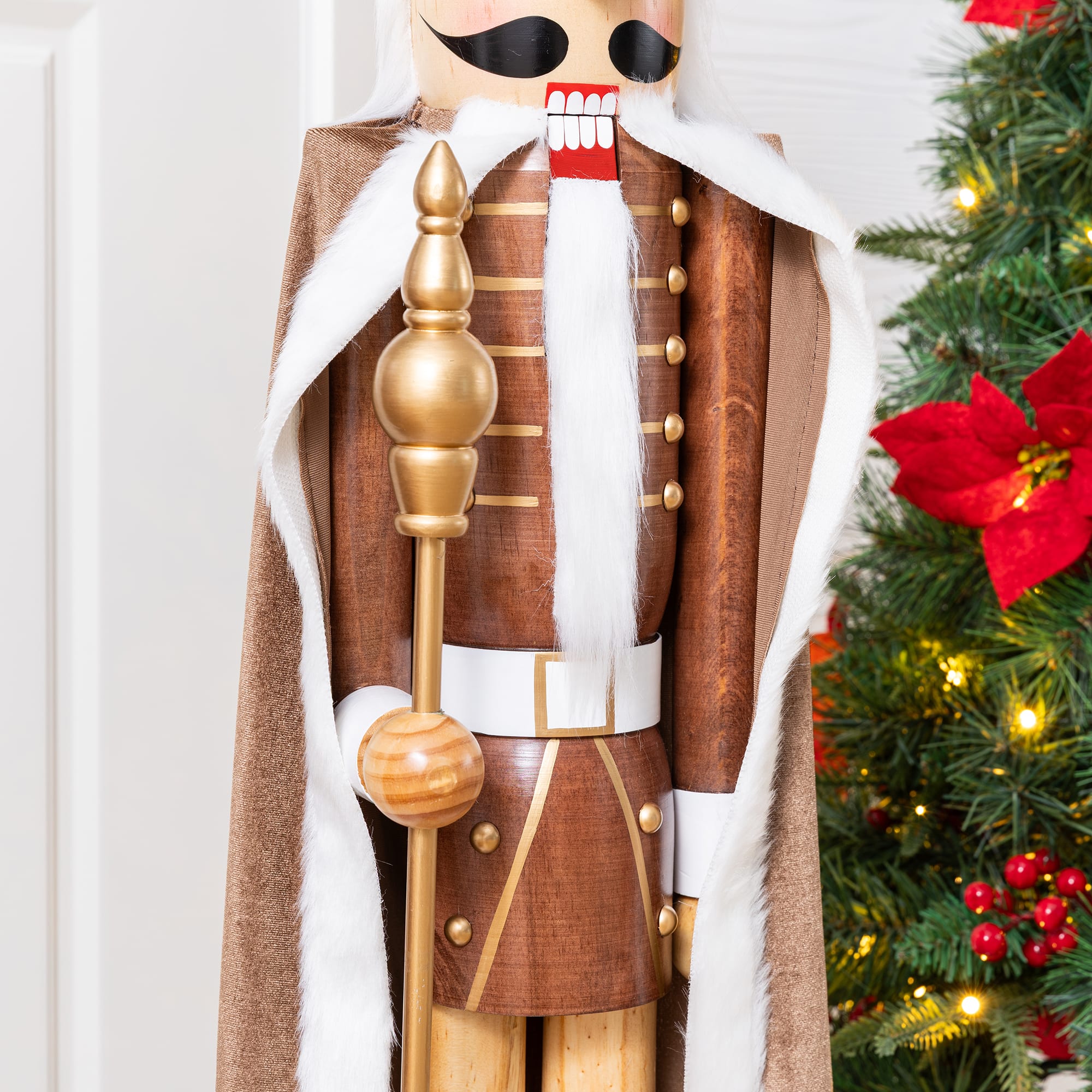 Glitzhome® 42" Wooden Christmas Brown King Nutcracker
