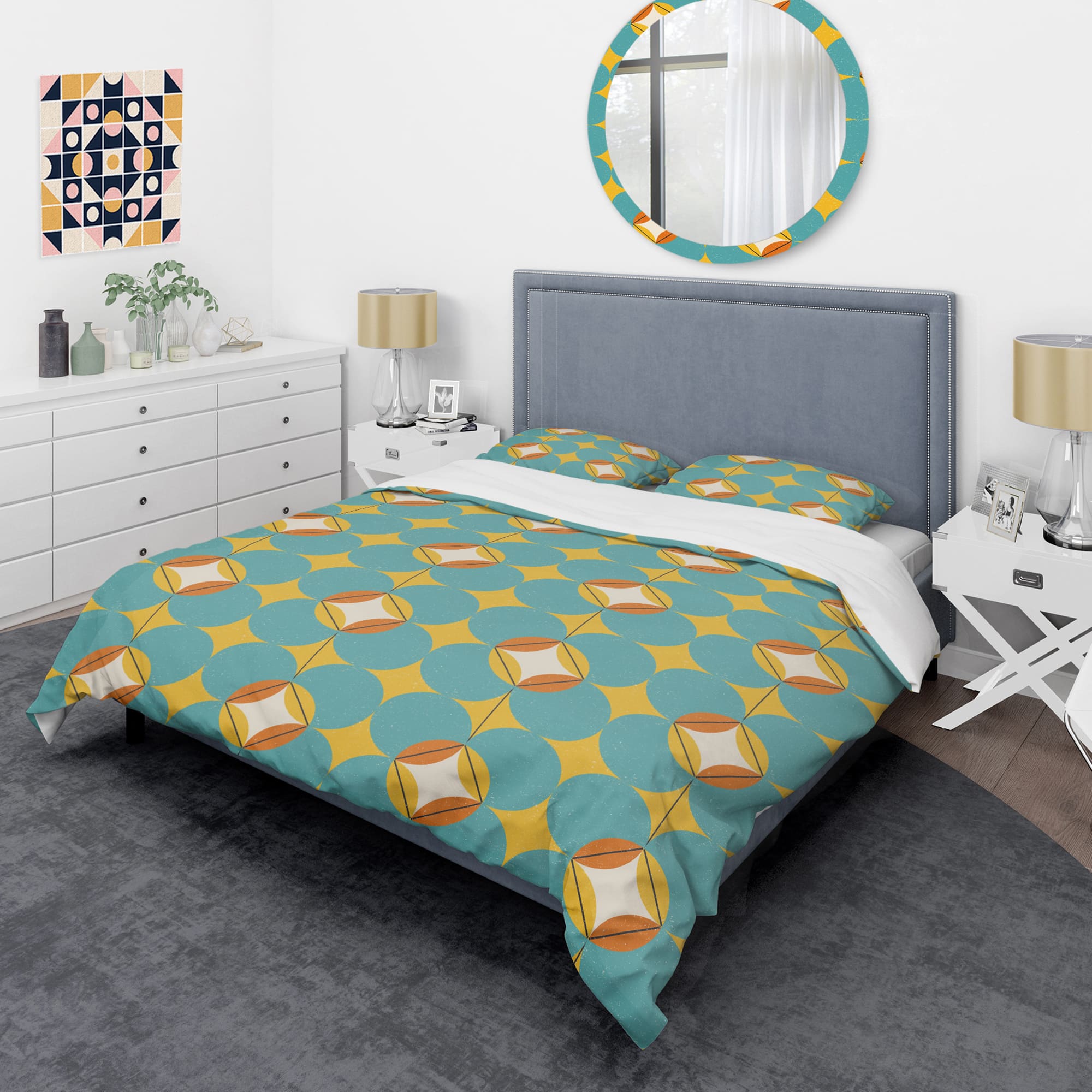 Designart 'Diamond Retro IV' Mid-Century Duvet Cover Set