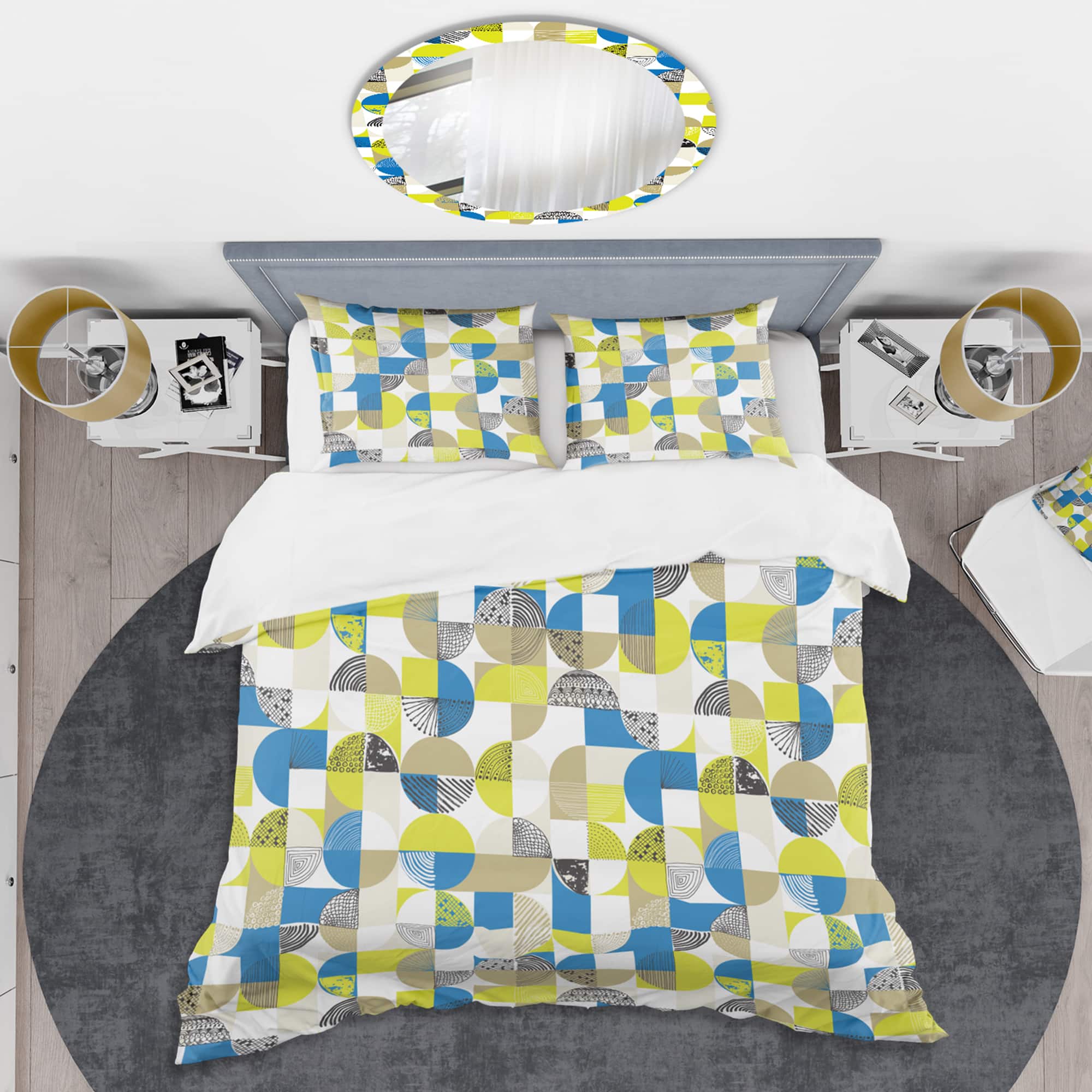 Designart 'Circular Retro Design I' Mid-Century Duvet Cover Set