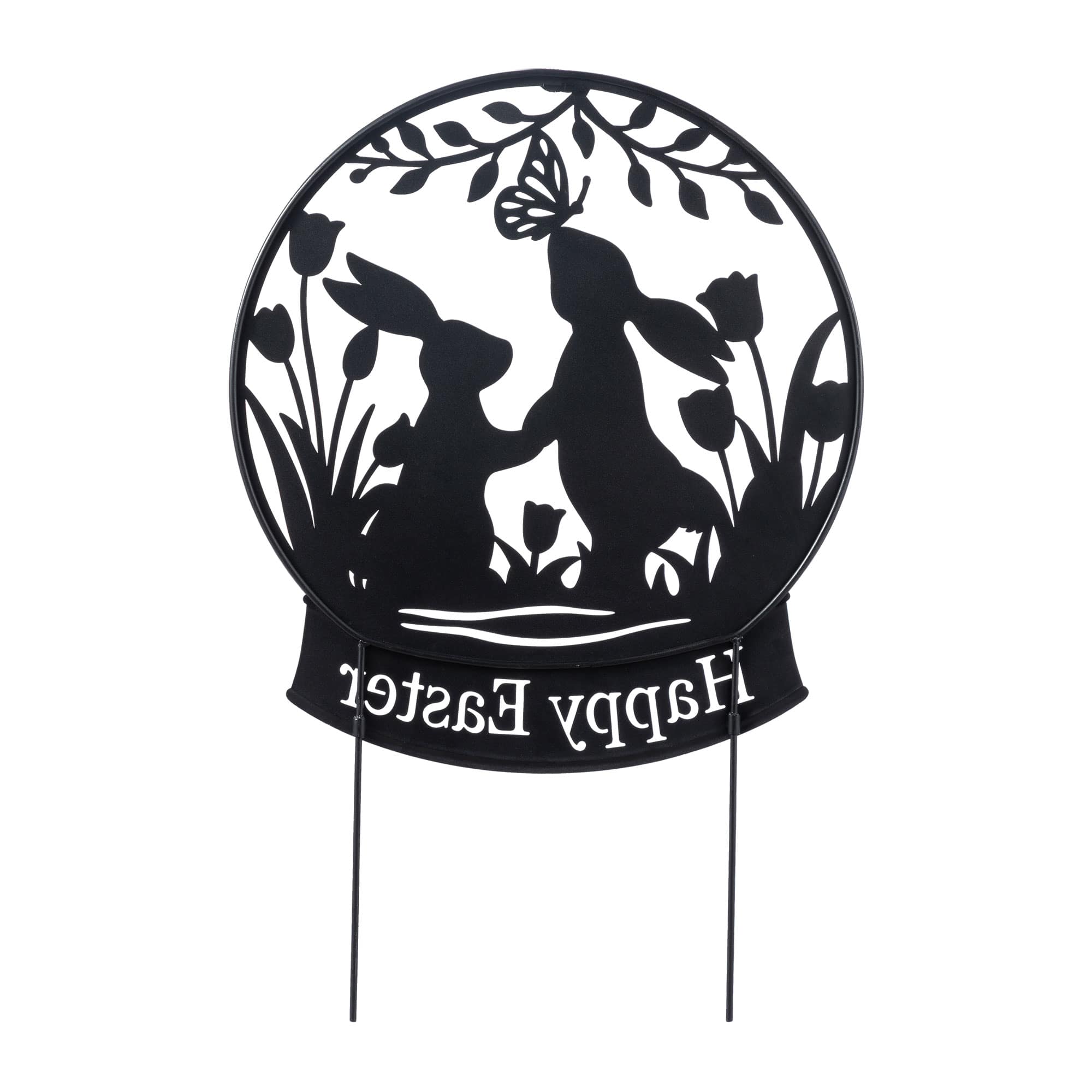 Glitzhome® 30" Easter Metal Silhouette Bunny Couple Yard Stake or Wall Decor