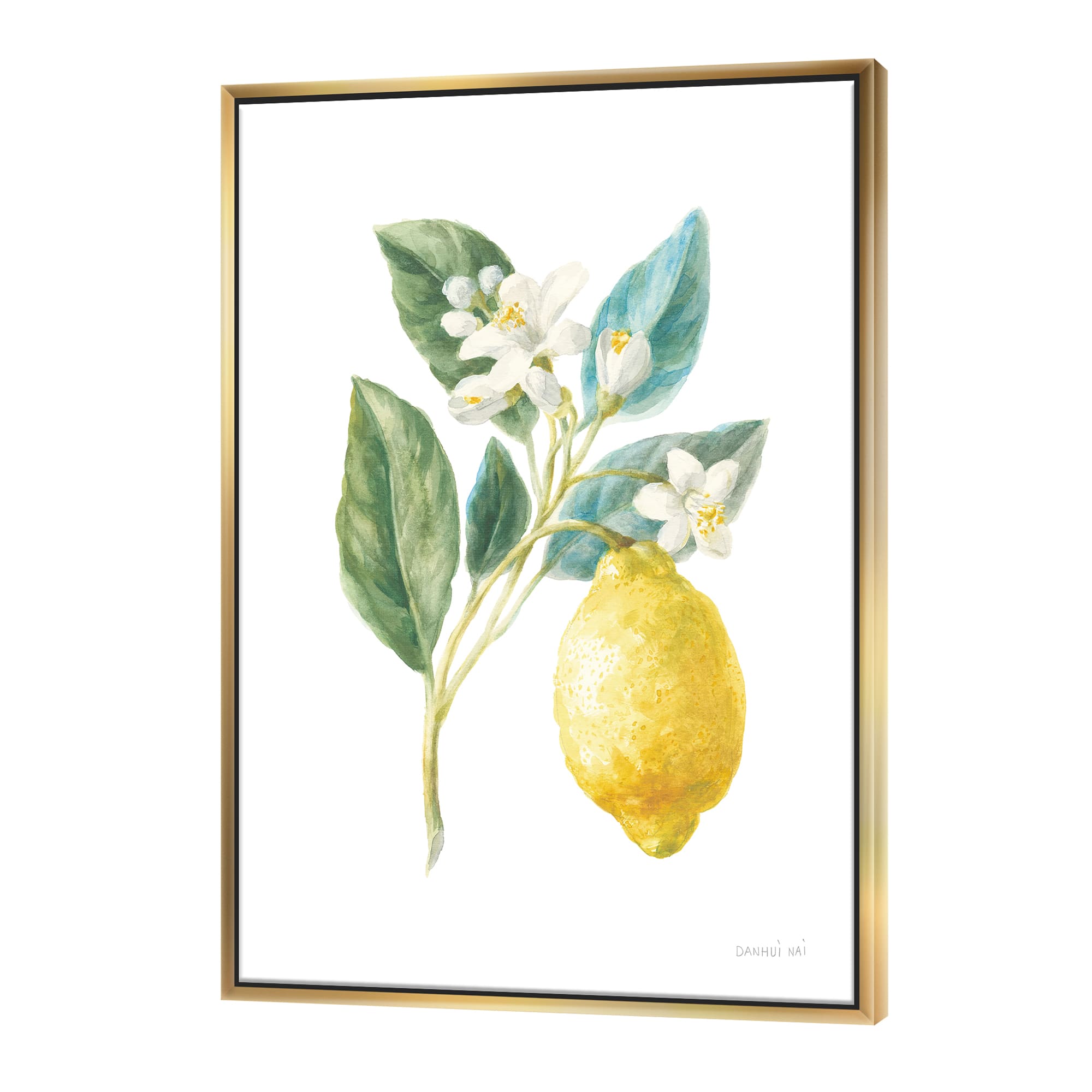 Designart - Floursack Lemon I - Cabin & Lodge Canvas in Gold Frame