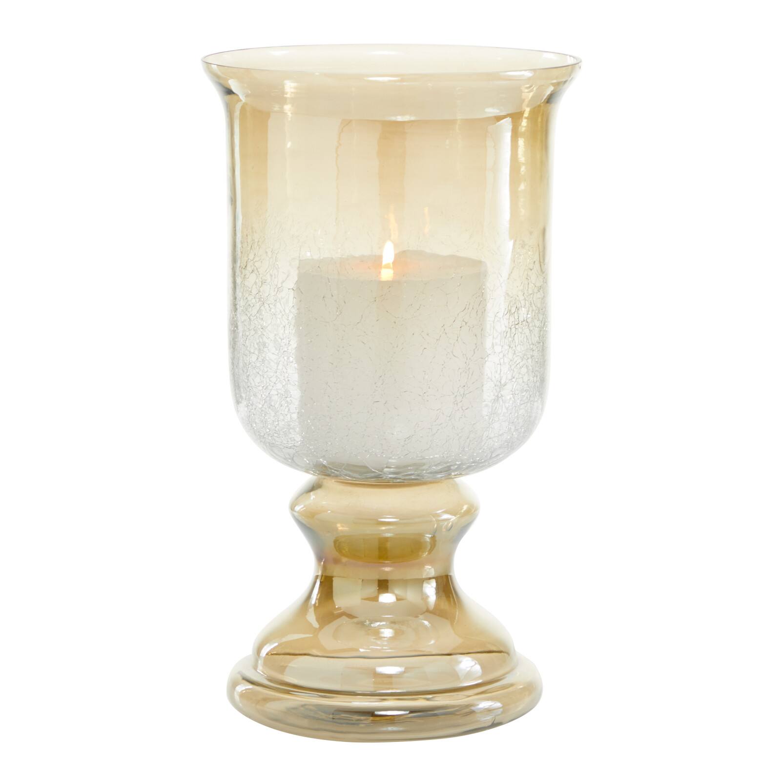14" Brown Glass Traditional Candle Holder