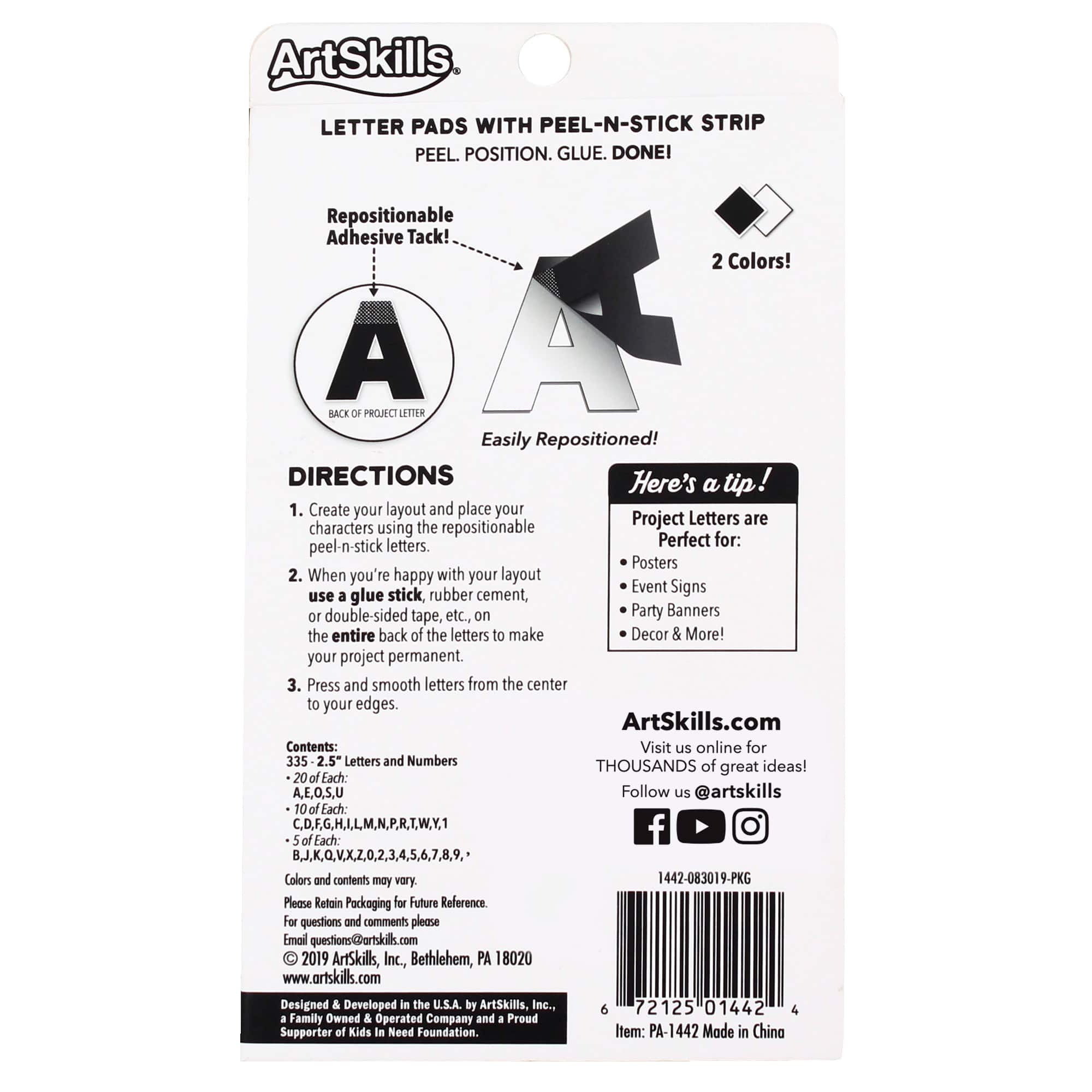 ArtSkills® 2.5" Black & White 335 Piece Paper Poster Letter Set