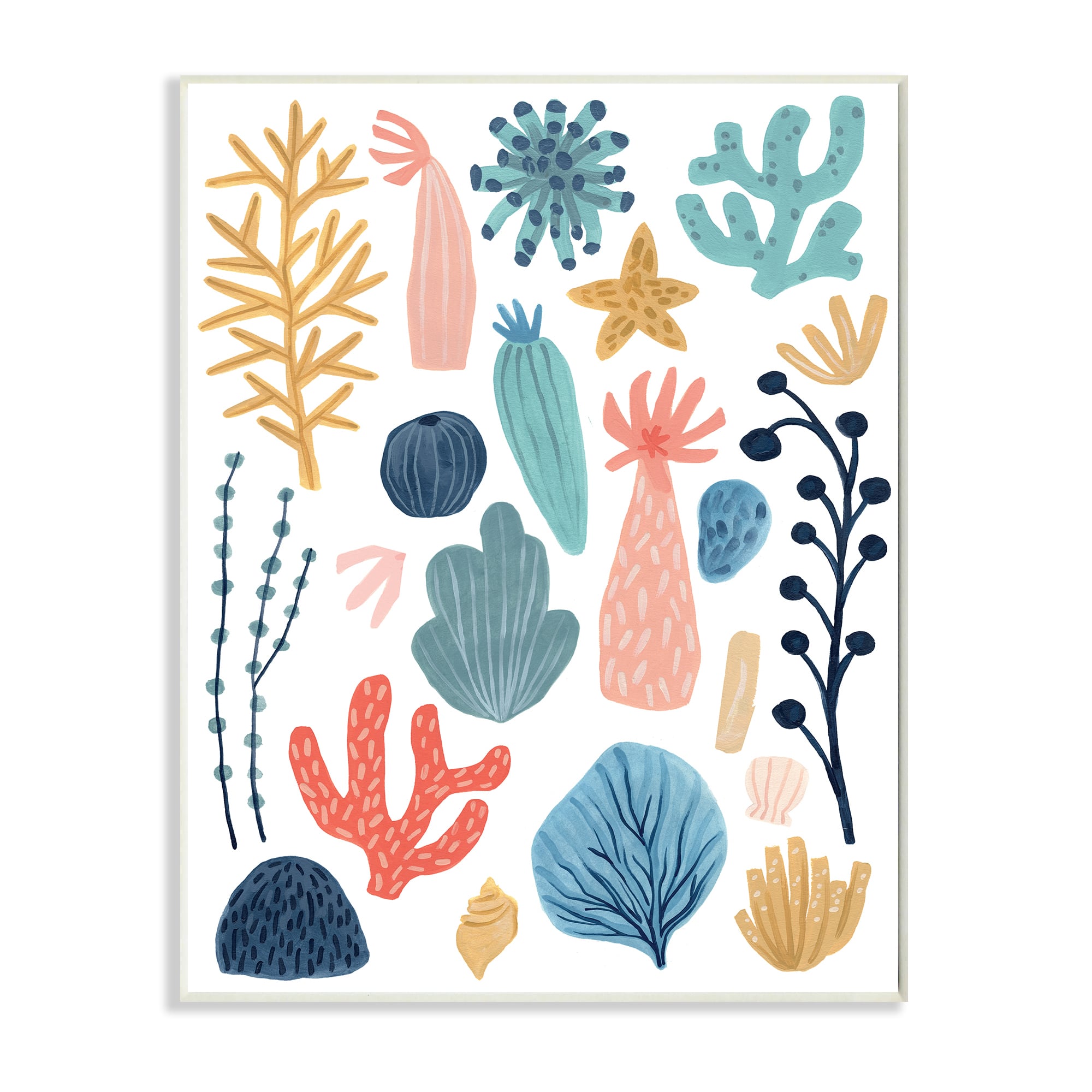Stupell Industries Coral Reef Ocean Life Playful Pastel Sea Plants Wall Plaque