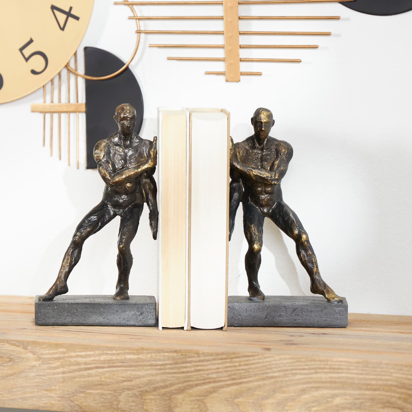 9.75" Modern Polystone Leaning Men Bookends, 2ct.