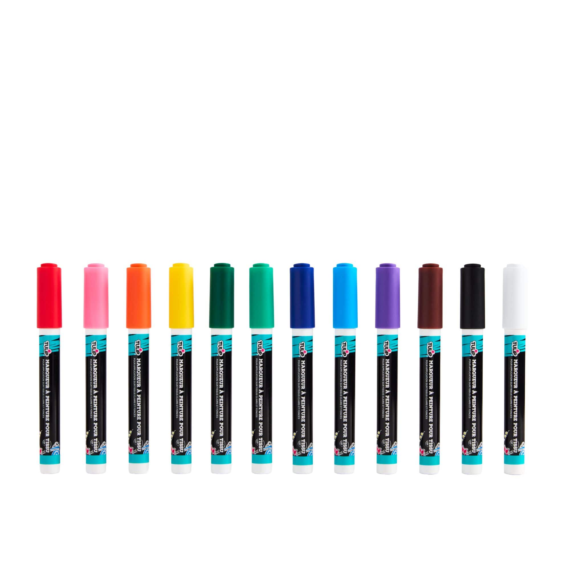 Michaels, Tulip® Rainbow 12 Colour Permanent Bullet Tip Fabric Paint Marker Set – Category: Fabric Paint