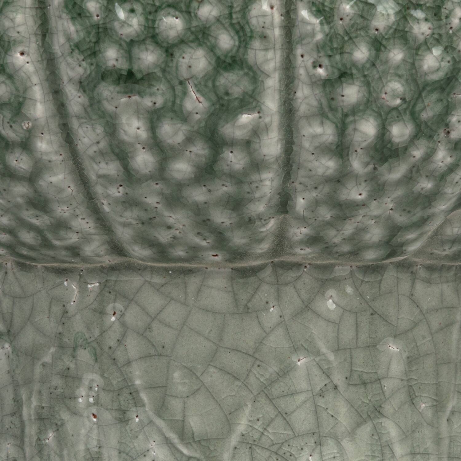 Hello Honey® 10.5" Green Dot Pattern Crackle Glaze Embossed Terra Cotta Footed Vase Planter