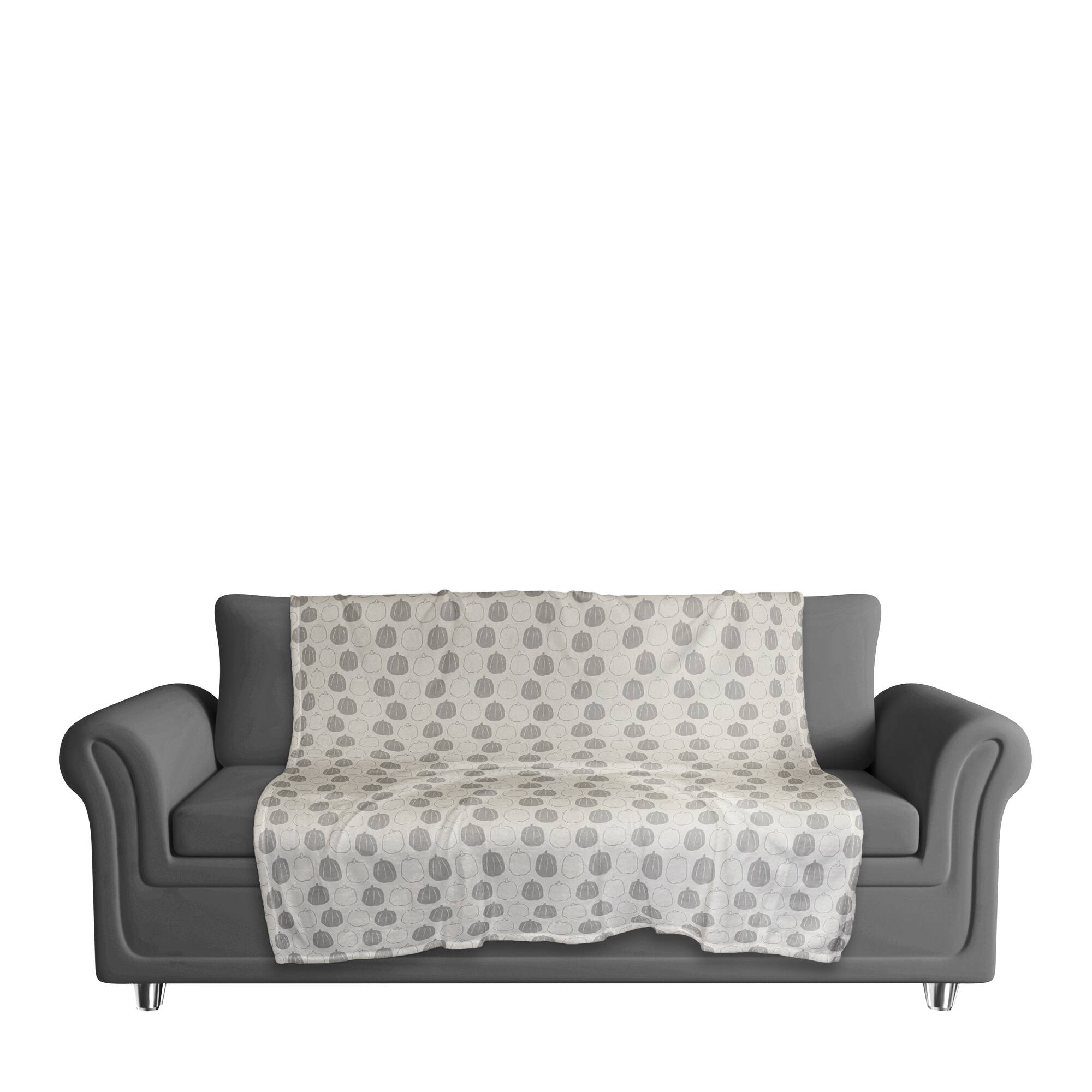 Gray Pumpkin Pattern Fleece Blanket