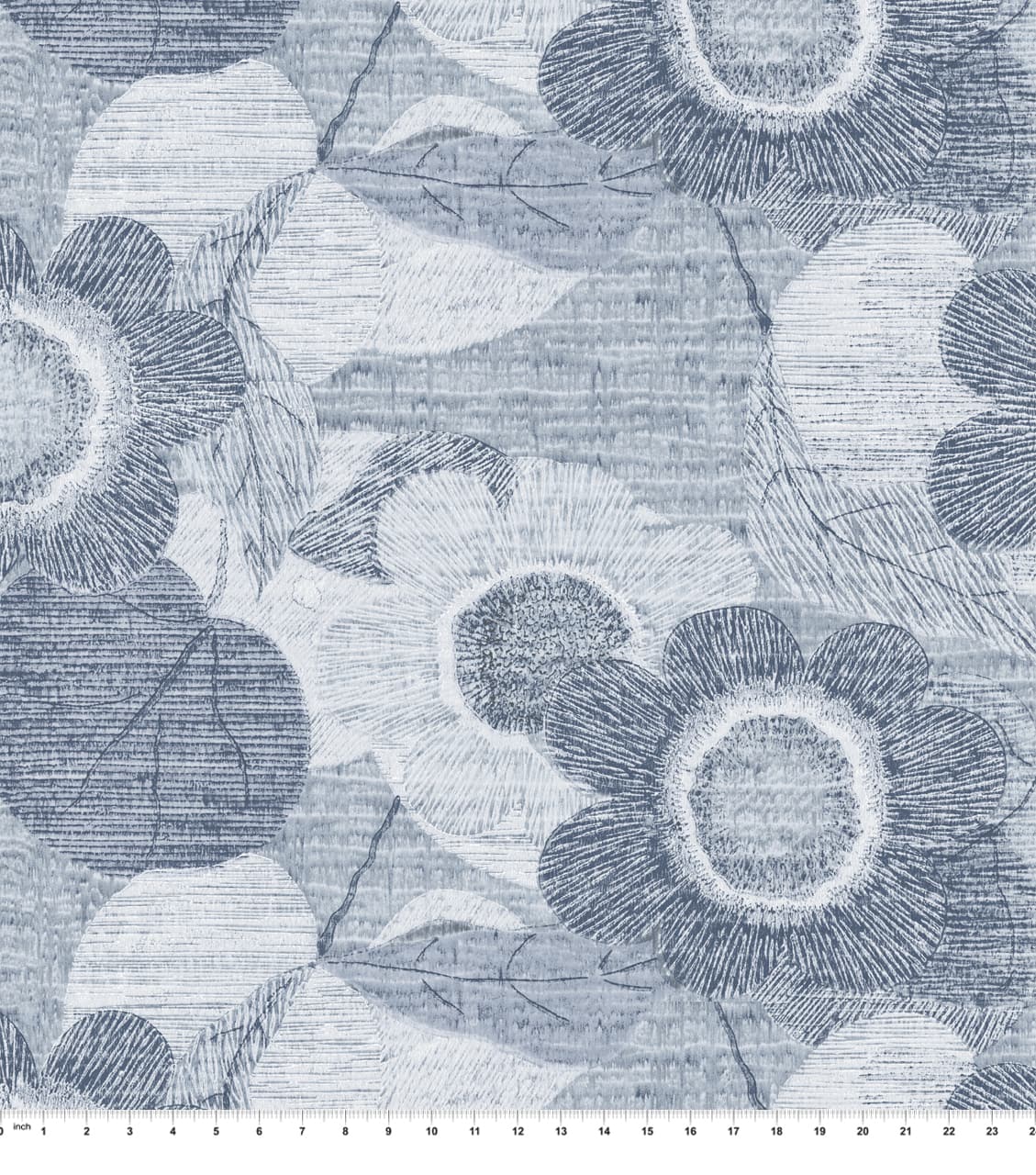 Springs Creative Modern Coastal Bellamy Raffia Chambray Blue Fabric