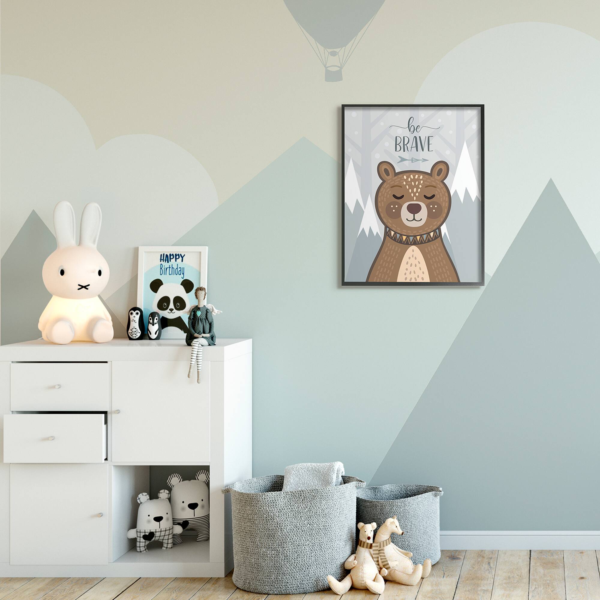Stupell Industries Be Brave Soothing Mountain Bear Framed Wall Art