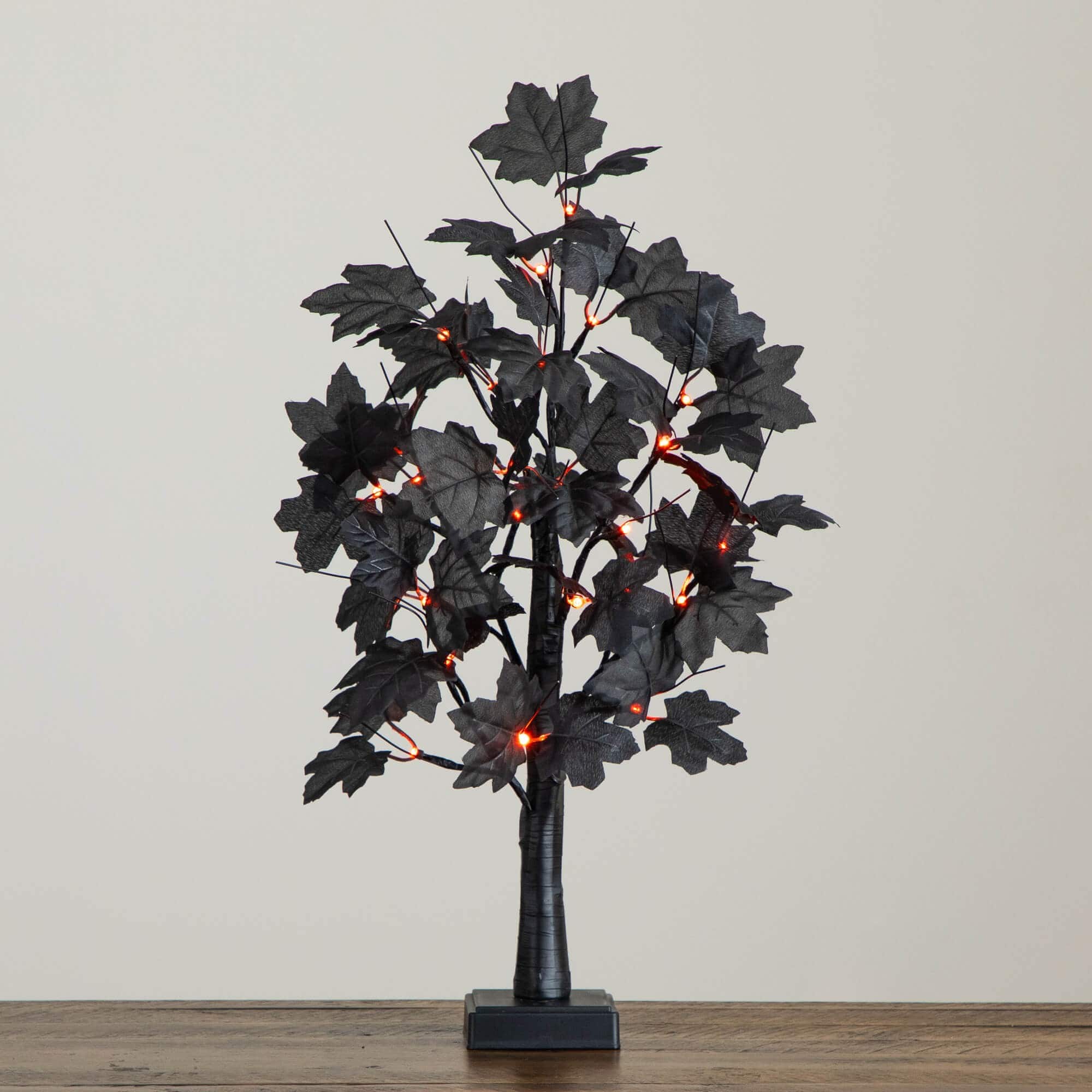 2ft. Pre-Lit Artificial Halloween Black Maple Tree with 24 Orange & Purple LED Lights
