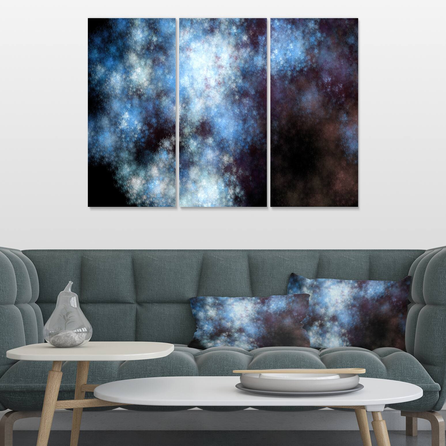 Designart - Blue White Starry Fractal Sky - Abstract Art on Canvas