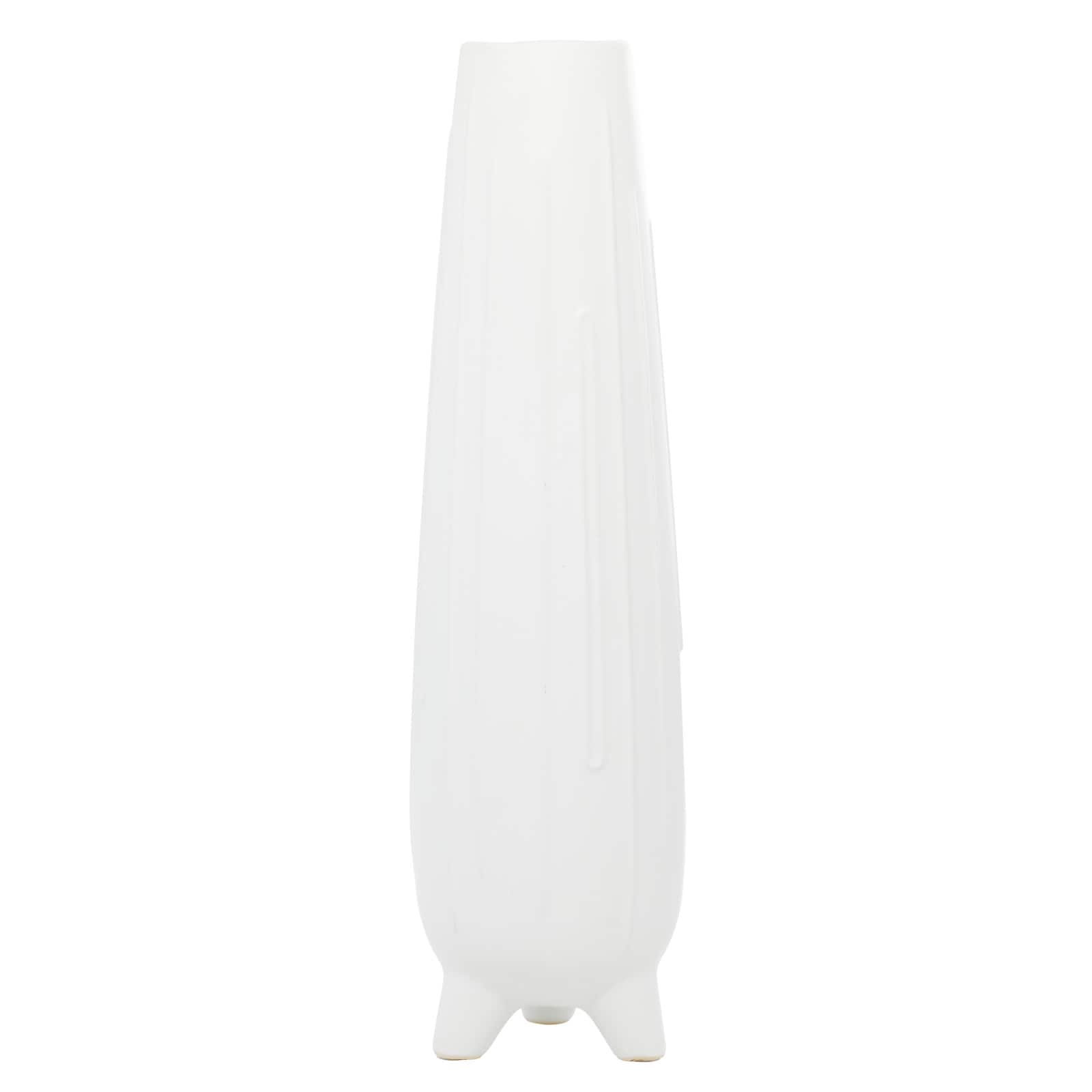CosmoLiving by Cosmopolitan White Ceramic Contemporary Vase, 7" x 26"