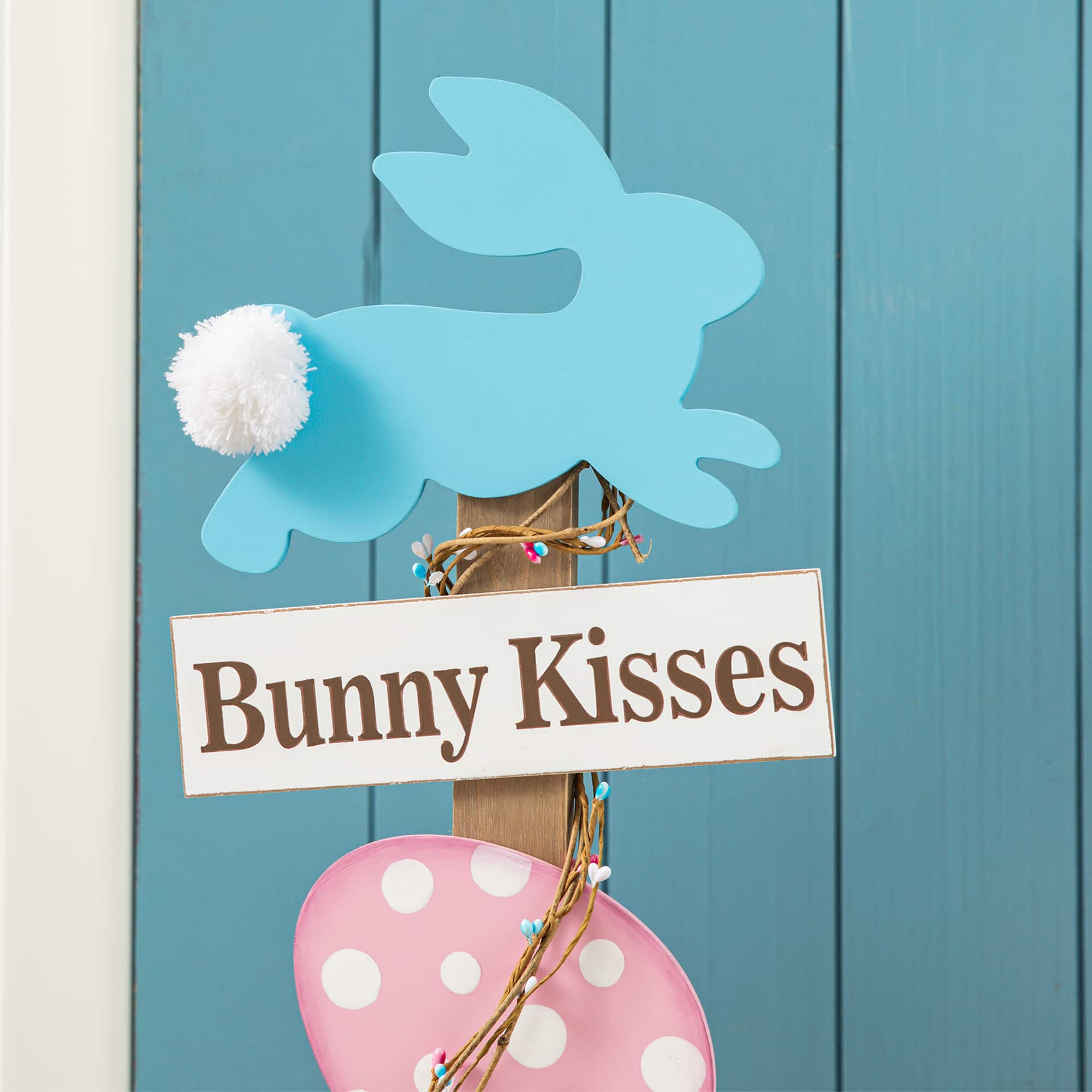 Glitzhome® 35.5" Easter Wooden Bunny & Eggs Porch Décor